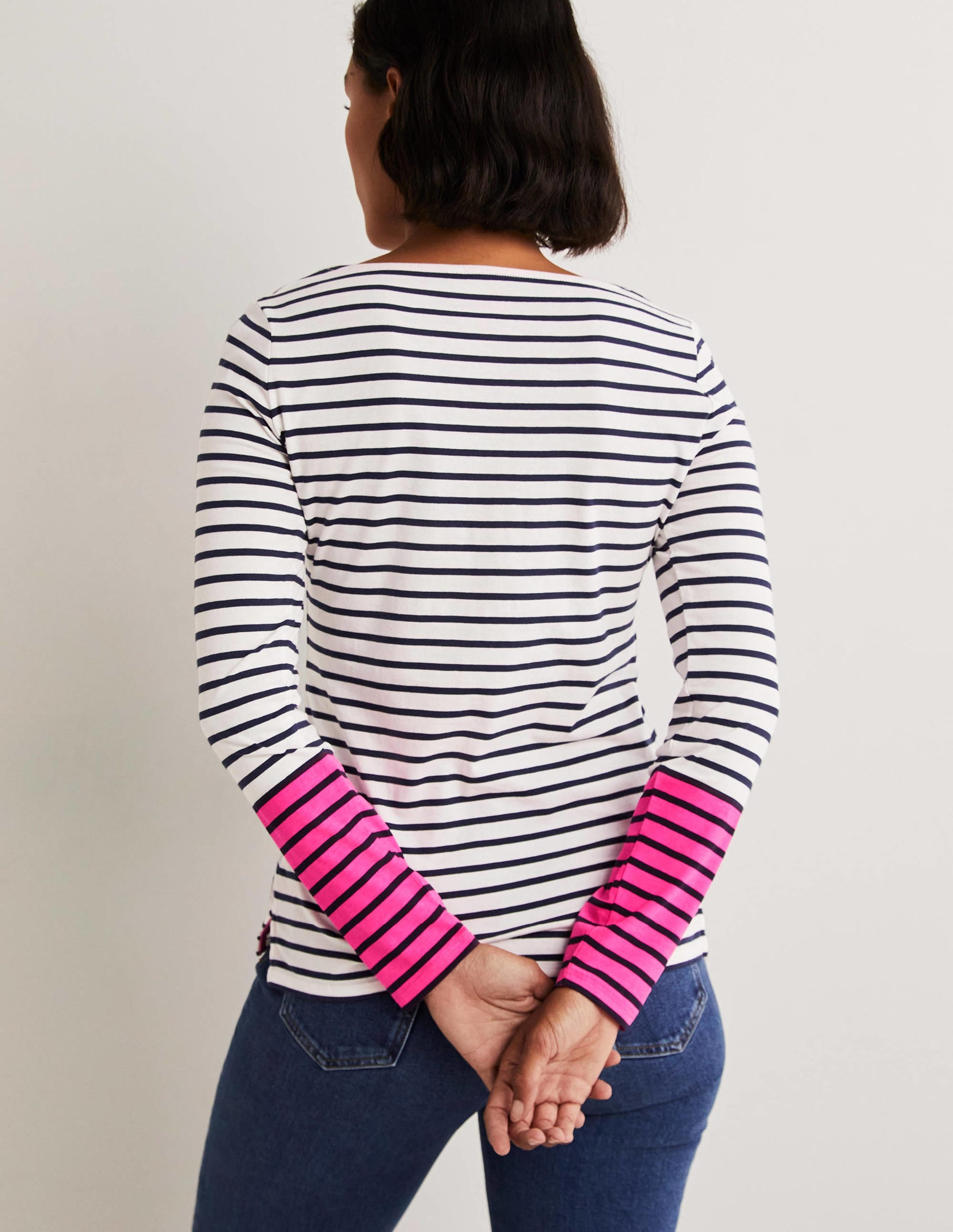 Marinière Ella à manches longues-Rayé rose fluo - Image 3