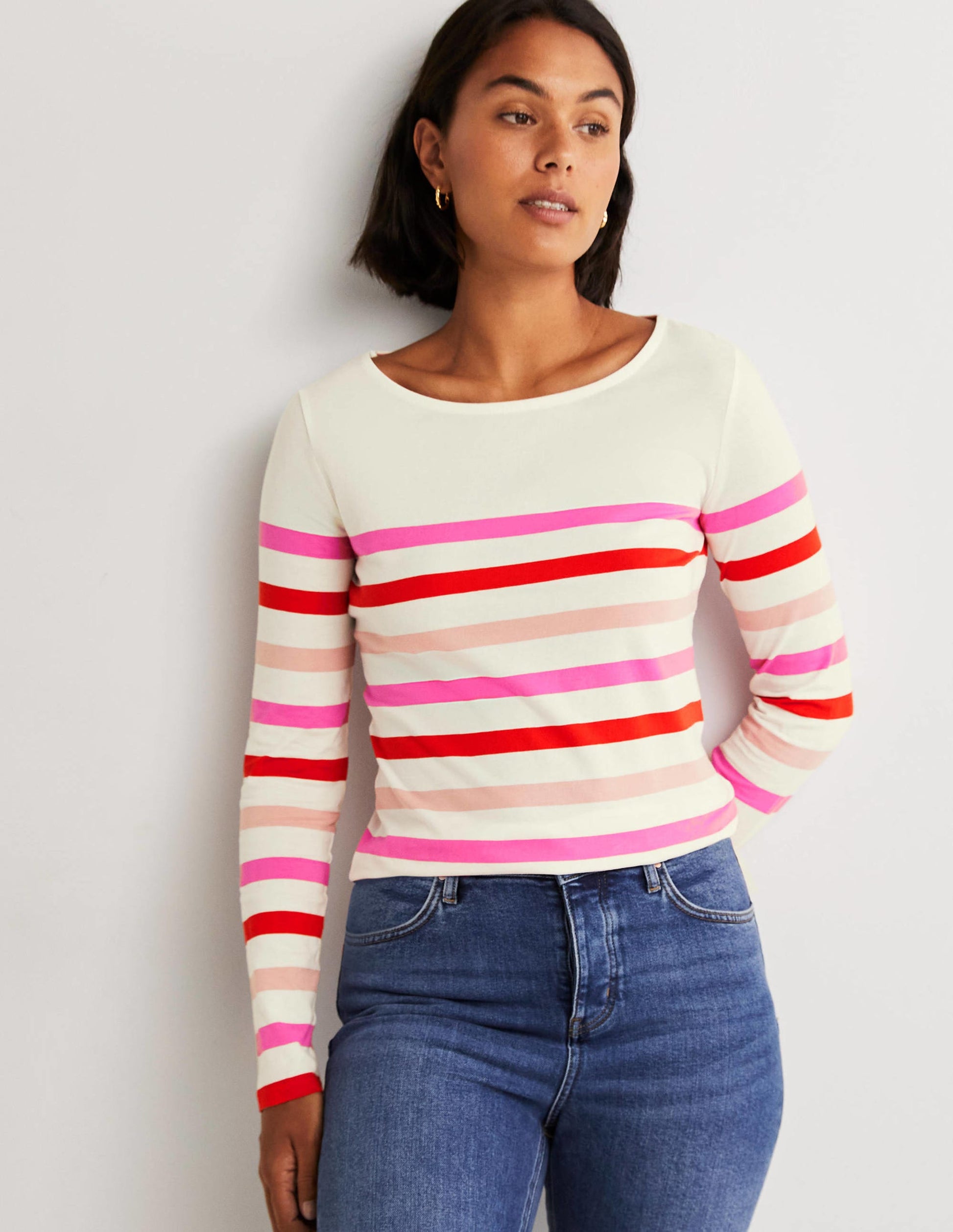 Marinière Ella à manches longues-Rayé rose multi-4