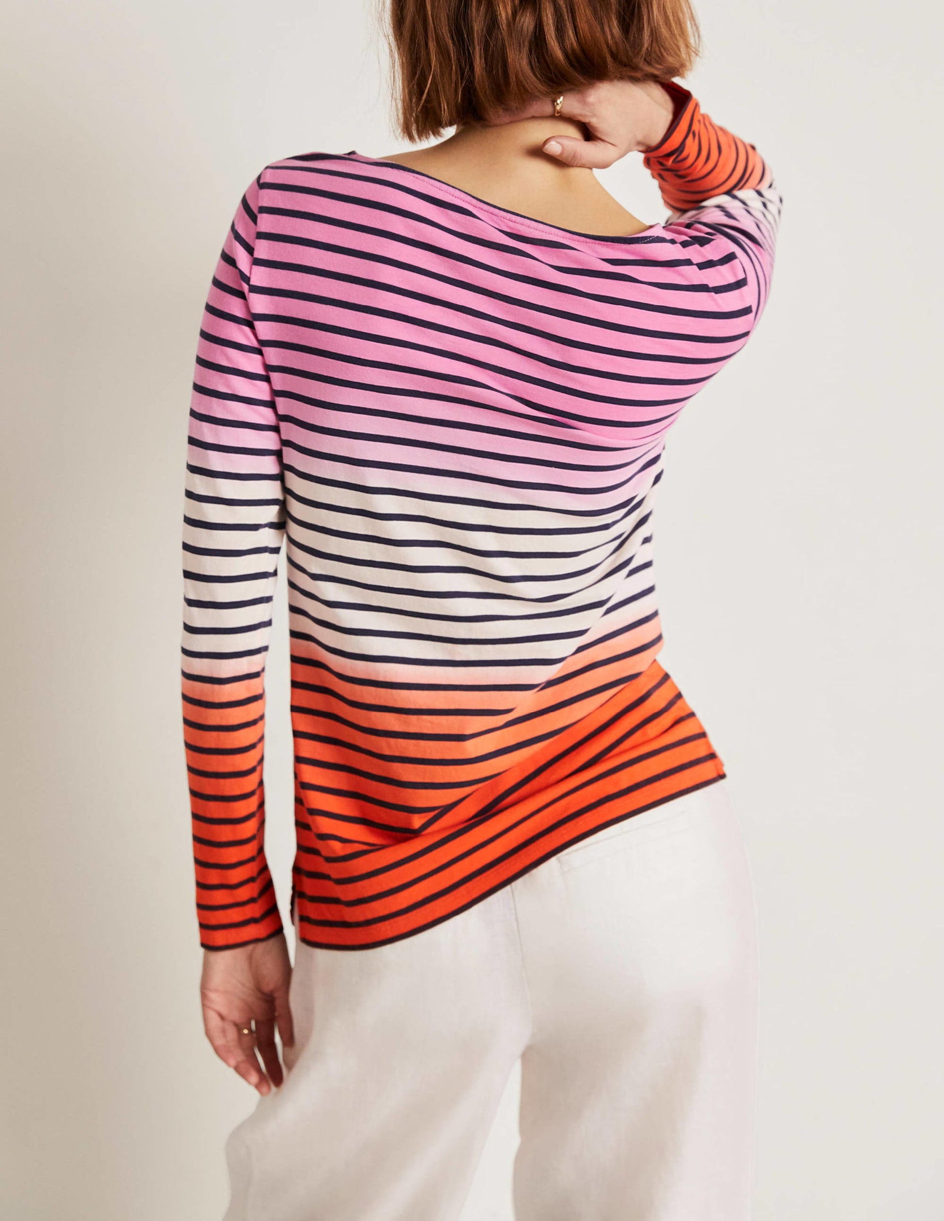 Ella Breton-Shirt mit langen Ärmeln-Bonbonrosa/Feuerwerkskörperrot, Schimmernd-7