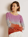 Ella Breton-Shirt mit langen Ärmeln-Bonbonrosa/Feuerwerkskörperrot, Schimmernd