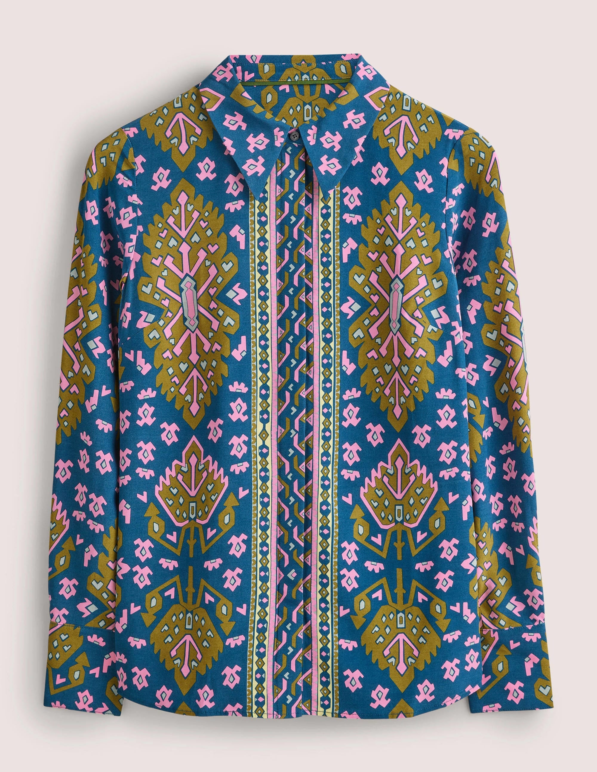 Chemise à imprimé placé-Baltique, motif aztèque géométrique - Image 7