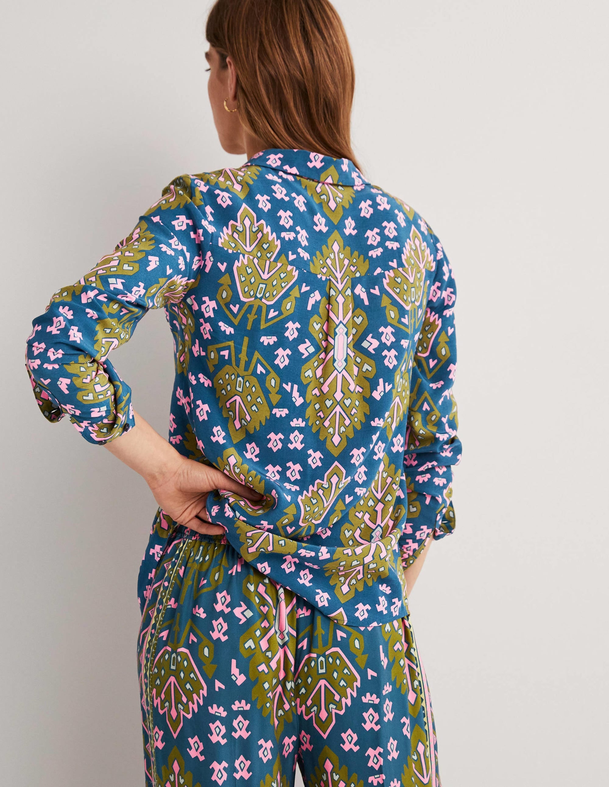 Chemise à imprimé placé-Baltique, motif aztèque géométrique - Image 3