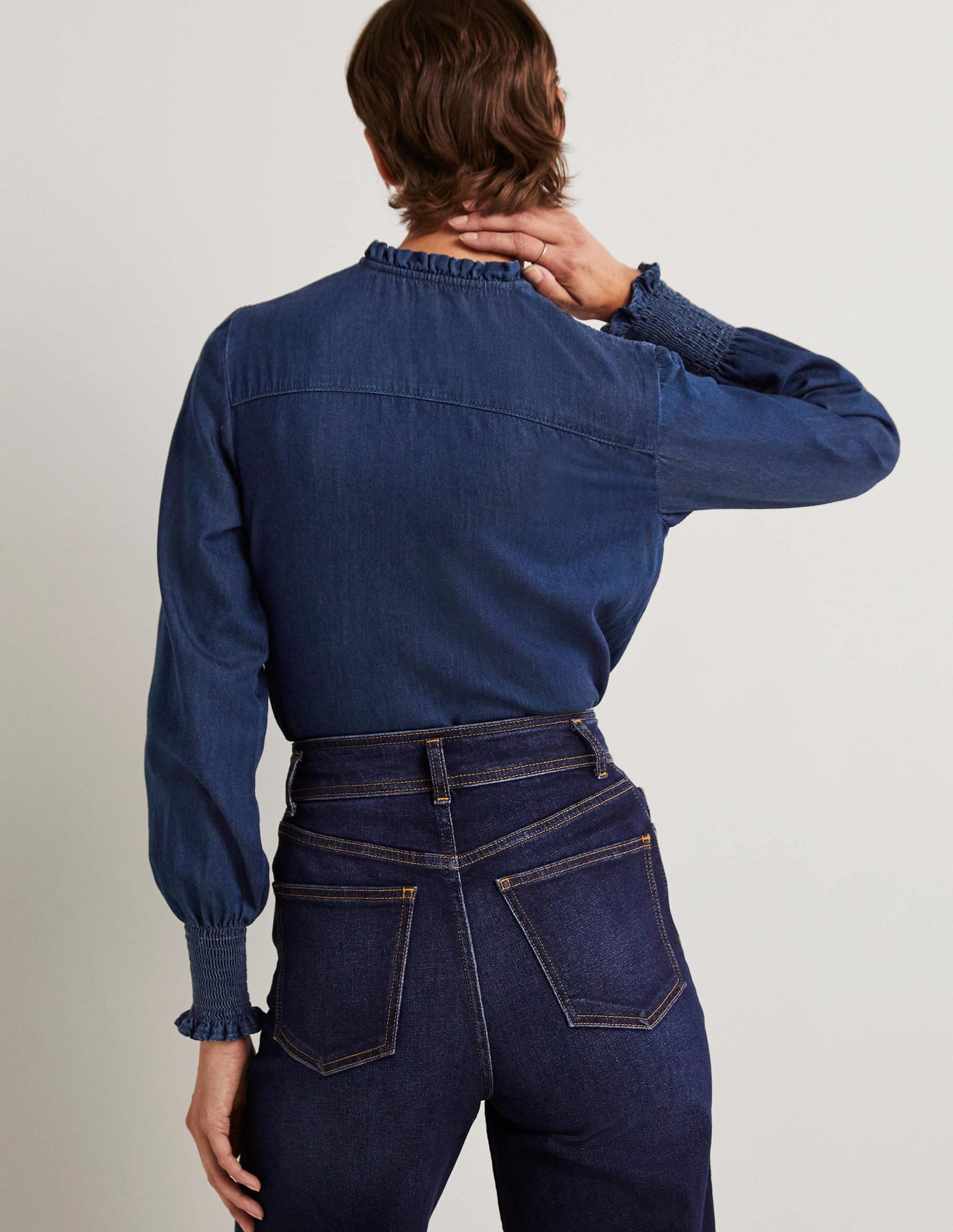 Smokhemd mit hohem Kragen-Denim-3