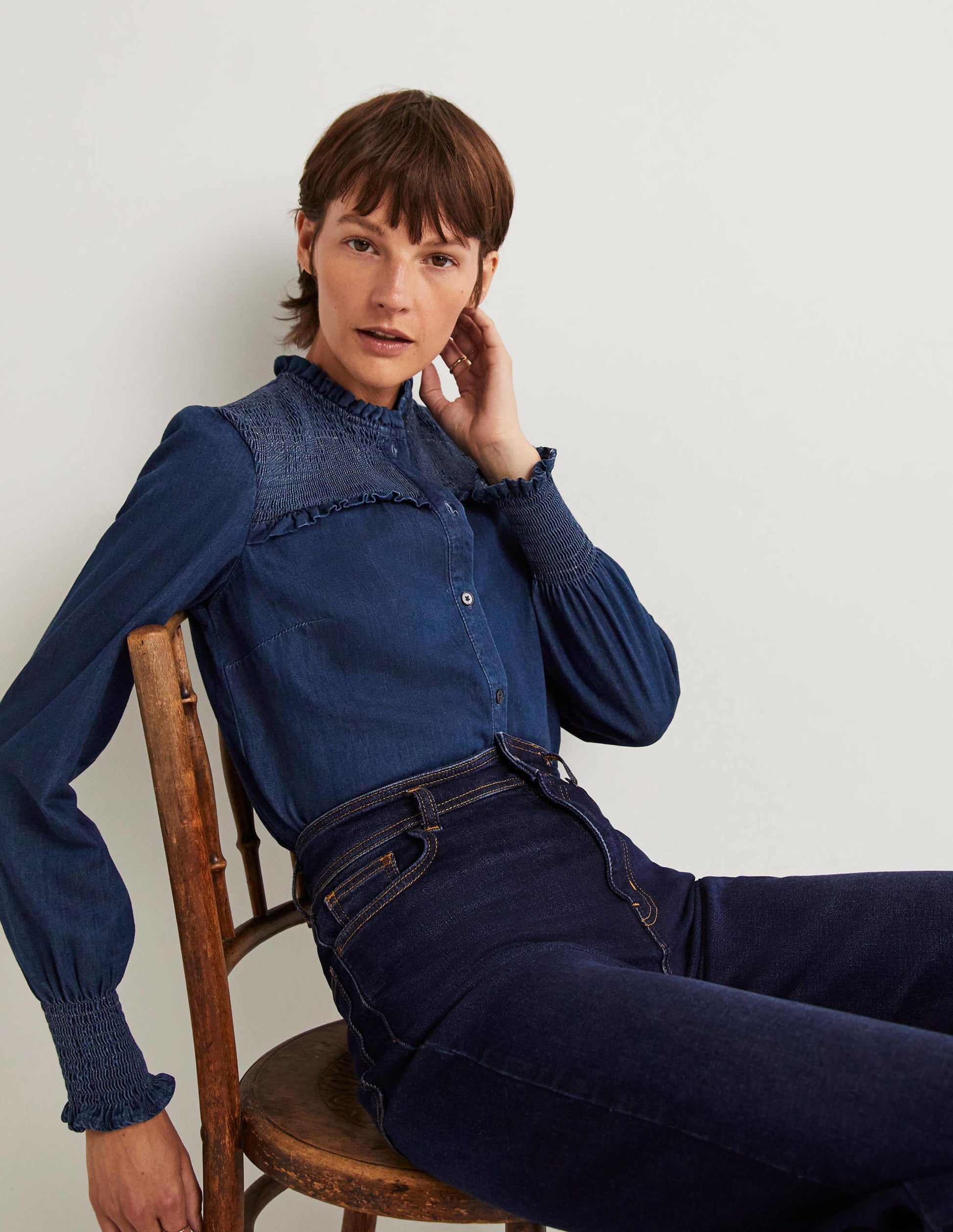 Smokhemd mit hohem Kragen-Denim-4