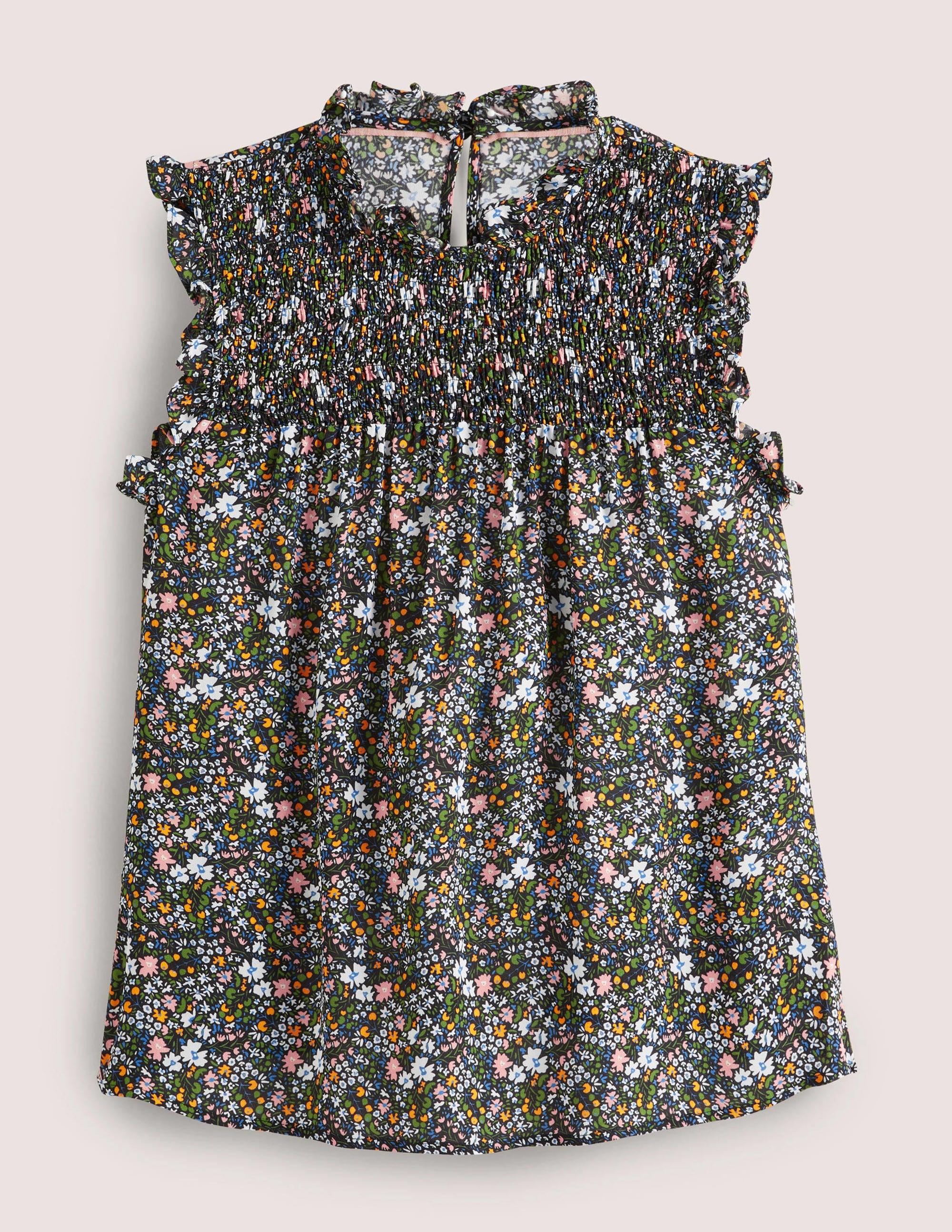 Top sans manches à smocks-Black, Abstract Ditsy - Image 6