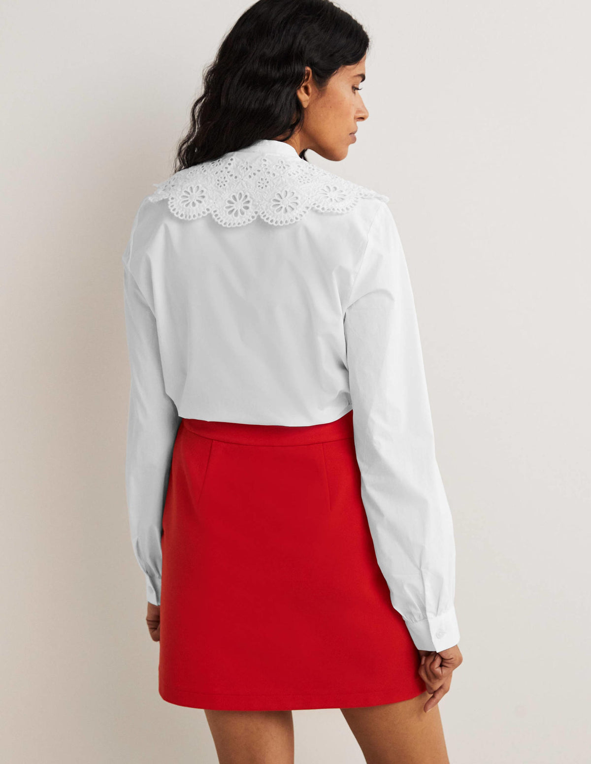 Broderie Collar Shirt-White - Image 3