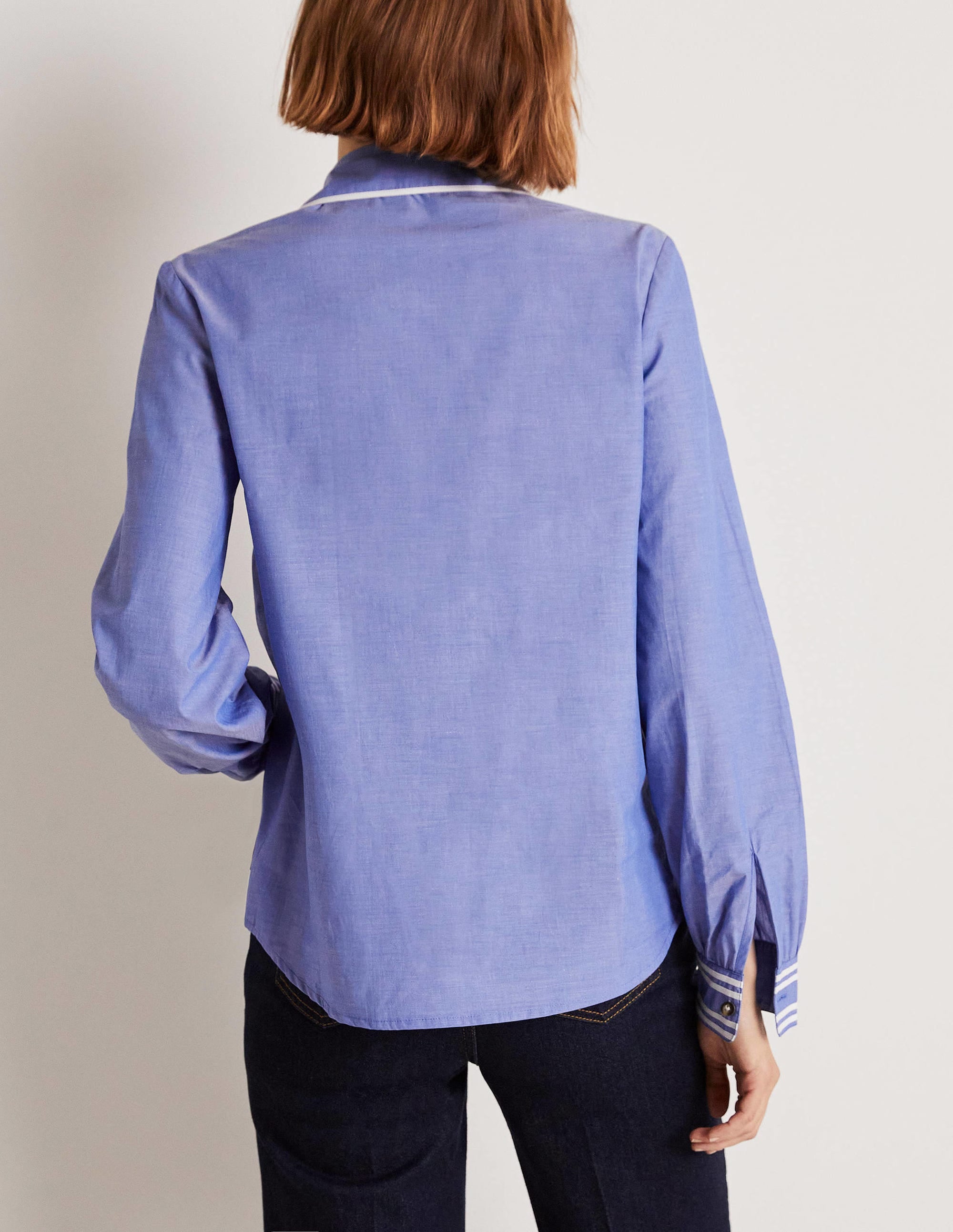 Ruffle Trim Collar Shirt-Chambray - Image 3