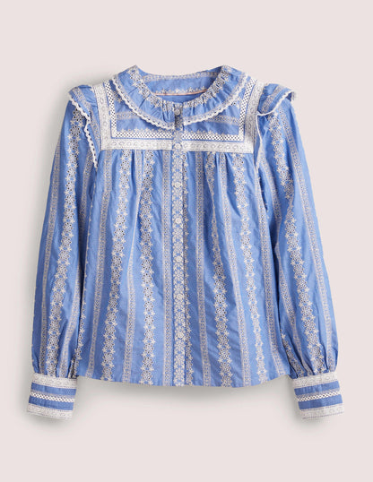 Bluse mit Häkelborte-Faux-Uni