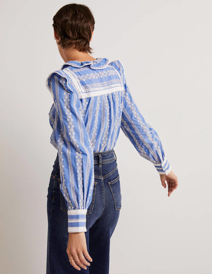 Bluse mit Häkelborte-Faux-Uni