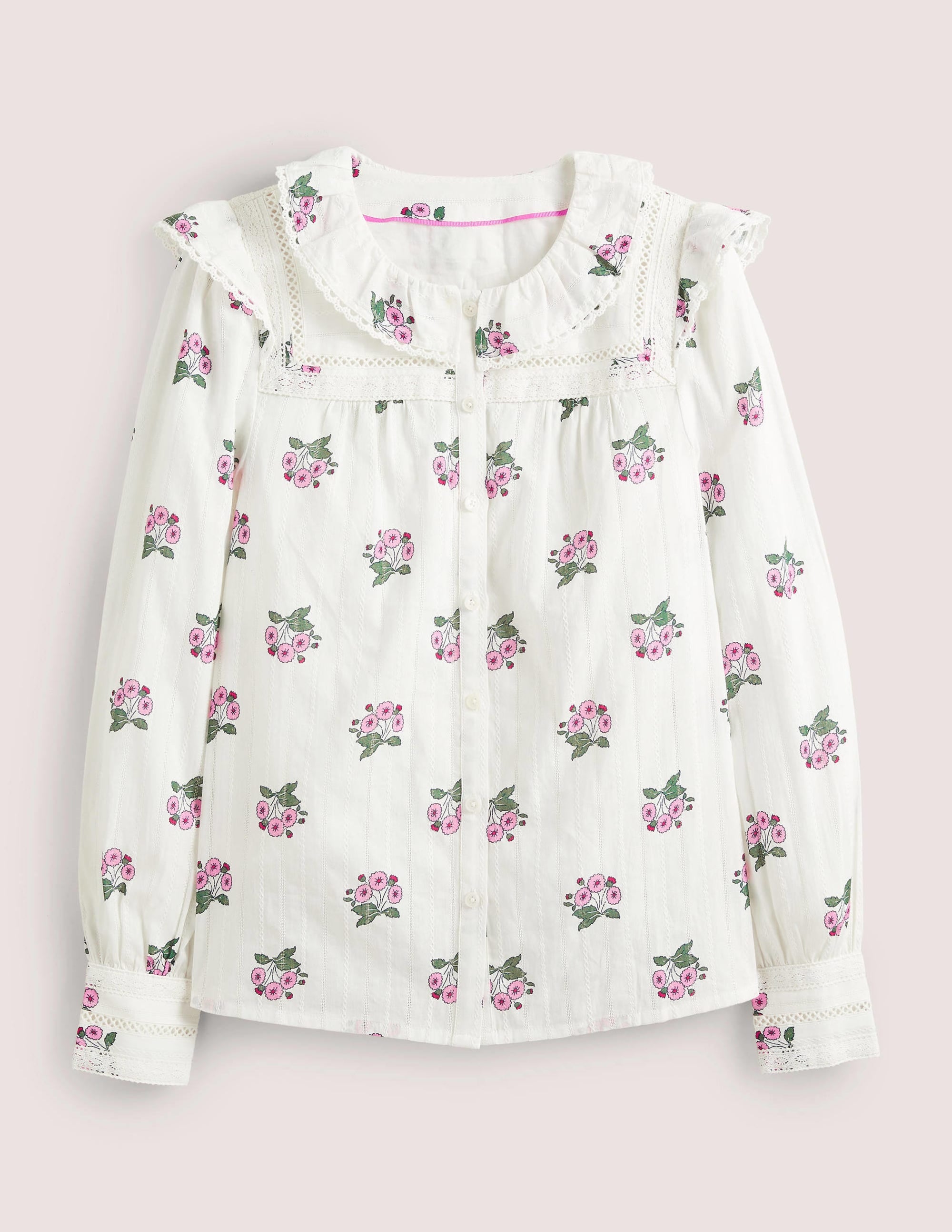 Bluse mit Häkelborte-Naturweiß, Wildes Stiefmütterchen - Image 5