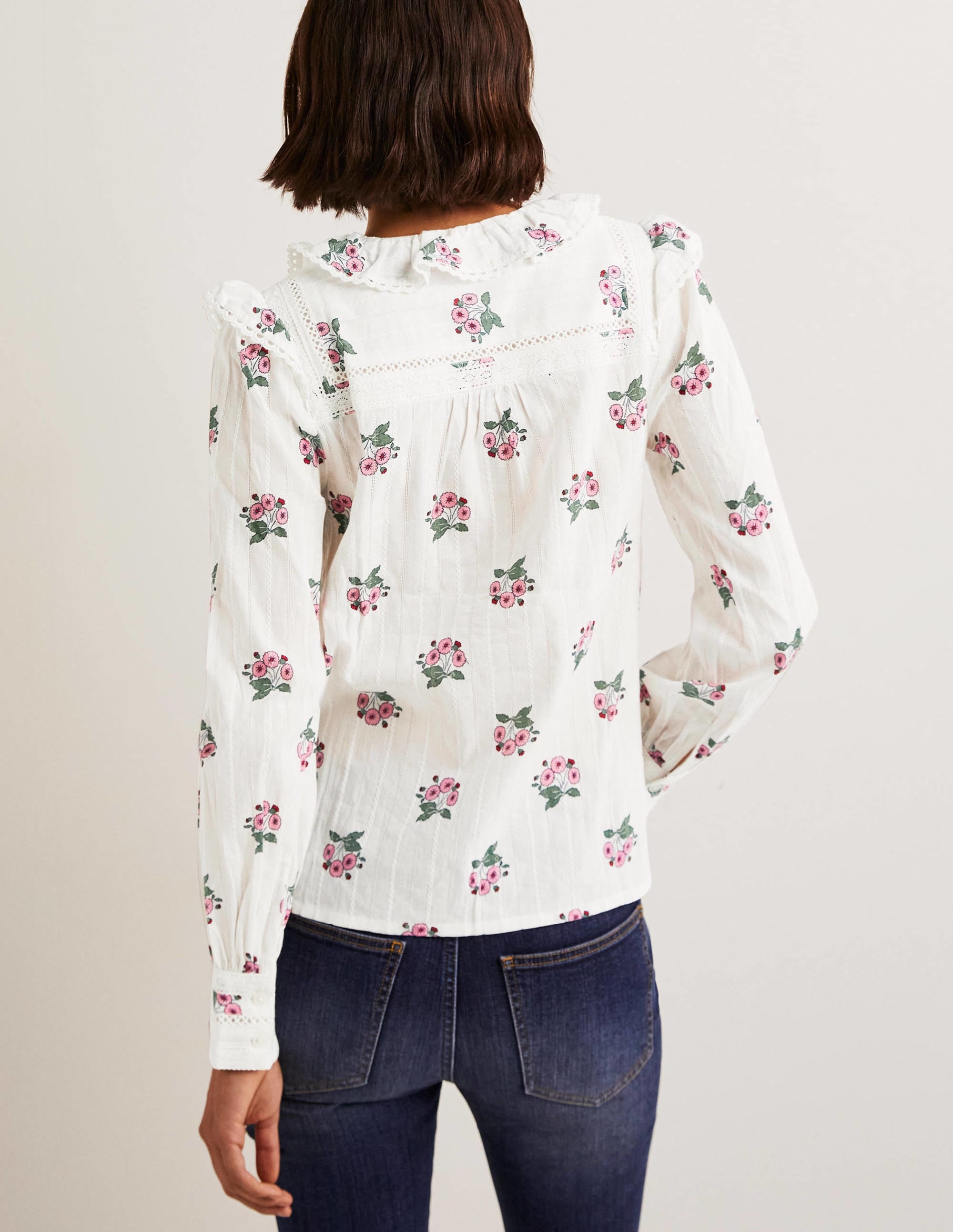 Bluse mit Häkelborte-Naturweiß, Wildes Stiefmütterchen - Image 3