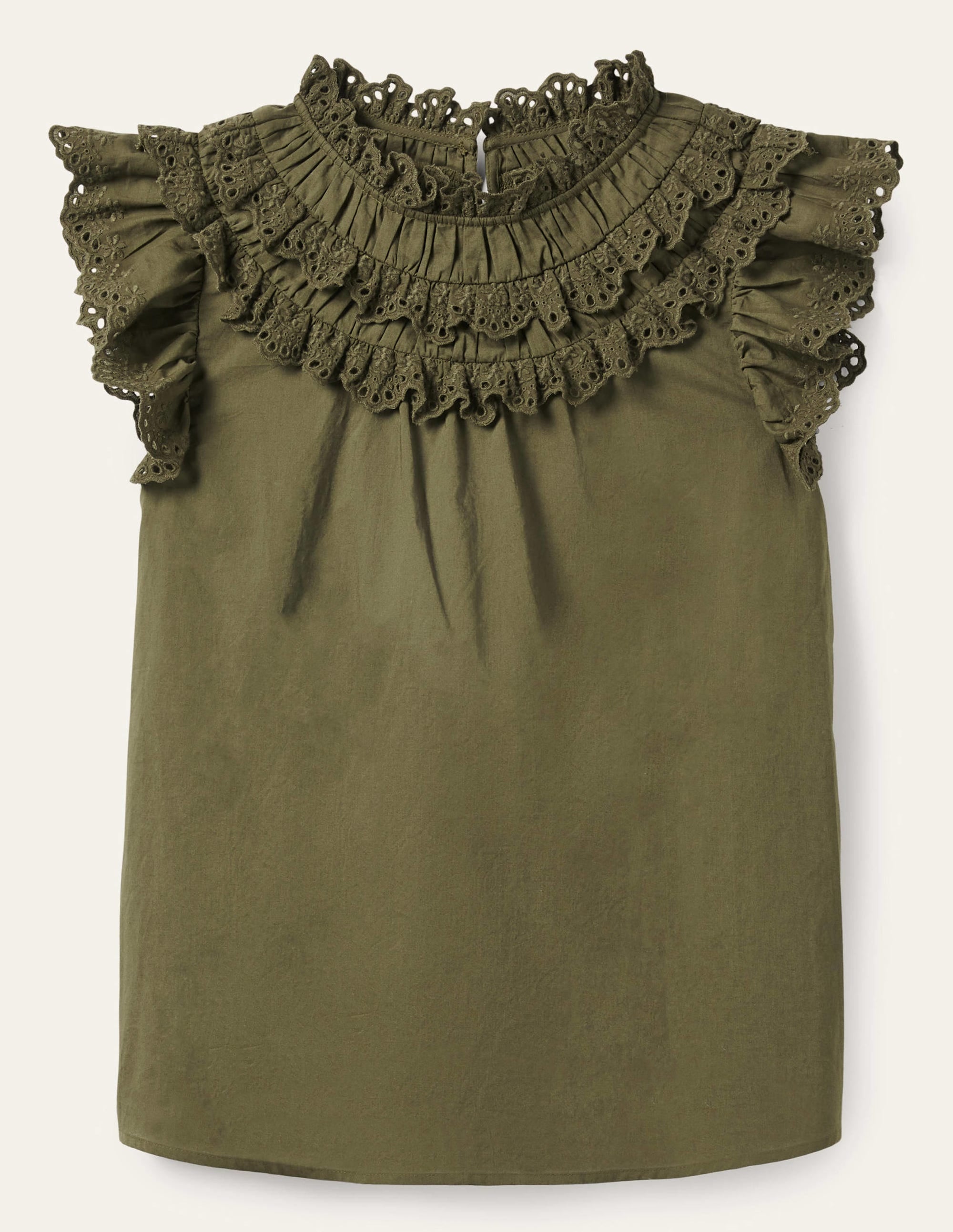Sleeveless Broderie Top-Basil Green - Image 9