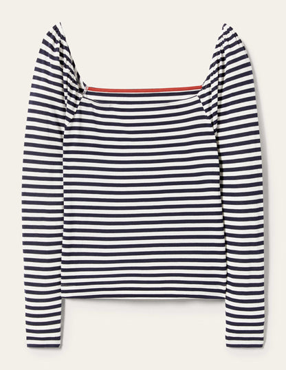 Jerseyoberteil mit eckigem Ausschnitt-Marineblau-9