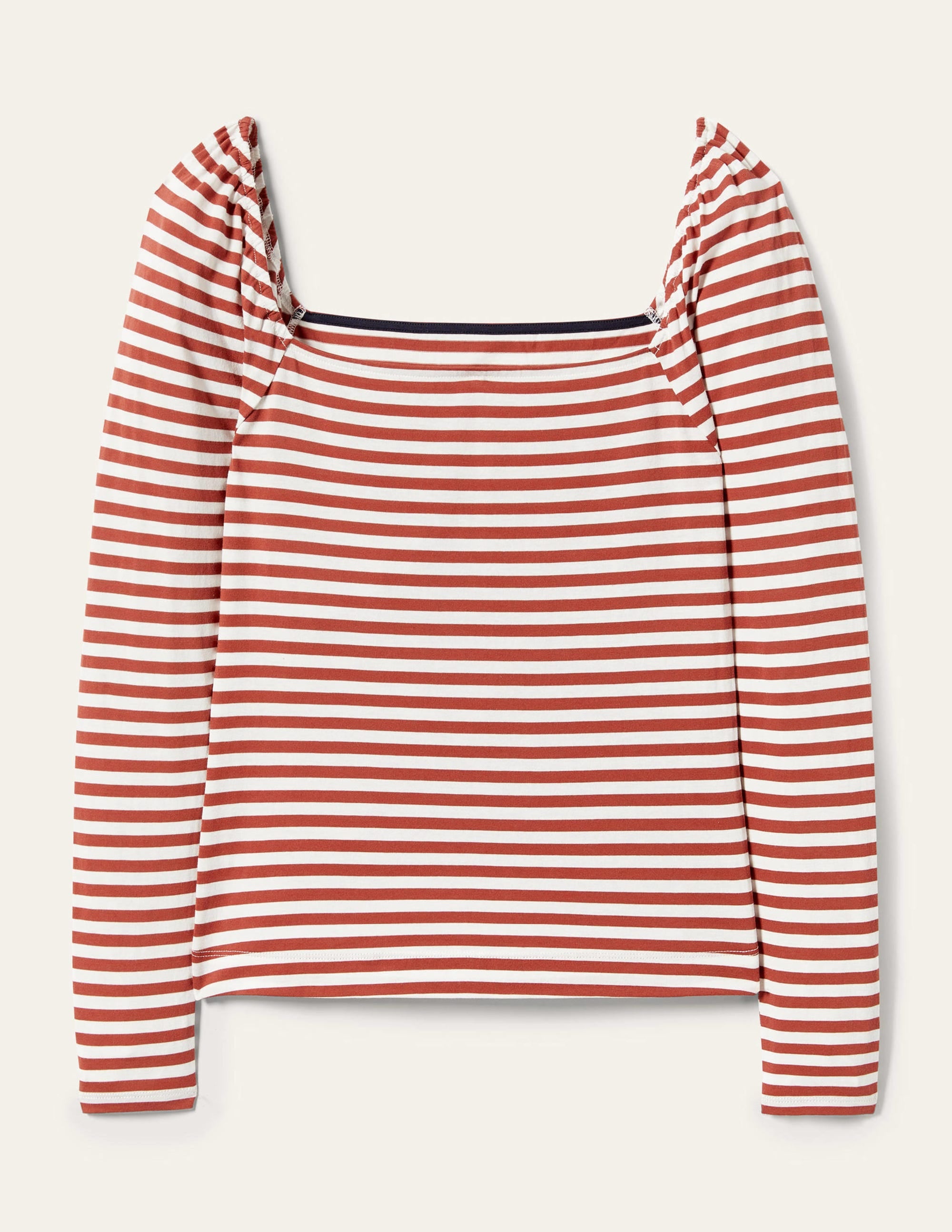 Top col carré en jersey-Rouge huile pimentée - Image 8