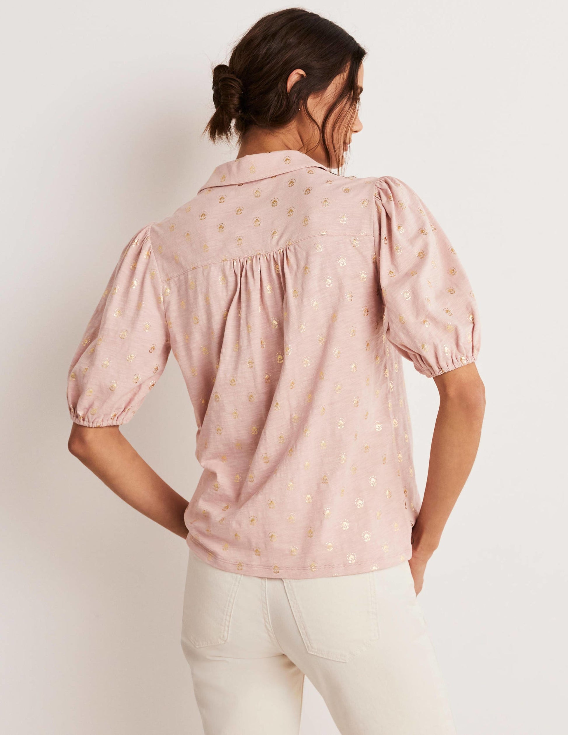 Chemise en jersey à manches bouffantes-Milkshake, motif Botanic Foil Bud-7