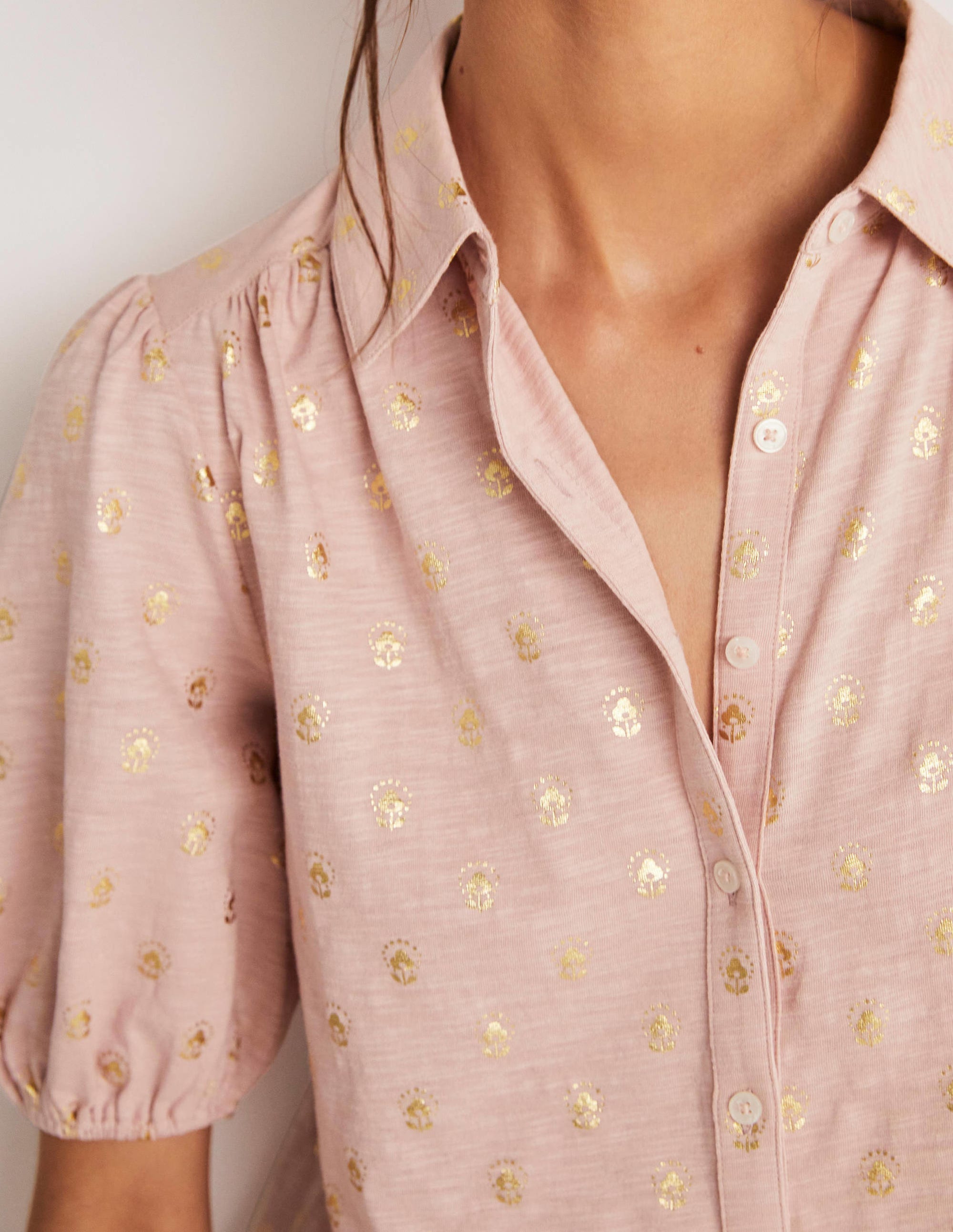 Chemise en jersey à manches bouffantes-Milkshake, motif Botanic Foil Bud - Image 2
