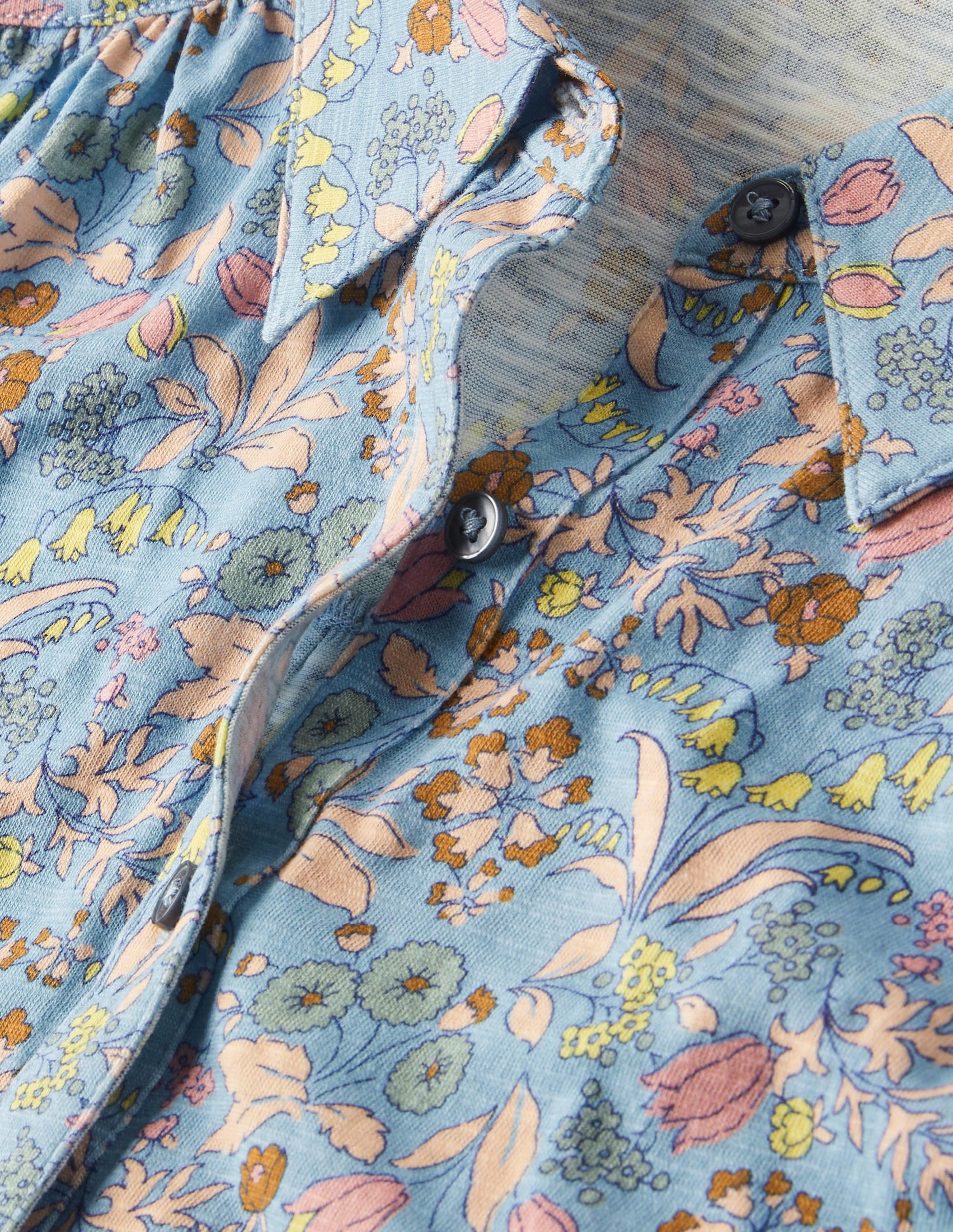 Chemise en jersey à manches bouffantes-Bleu ancien, fleur sauvage - Image 9