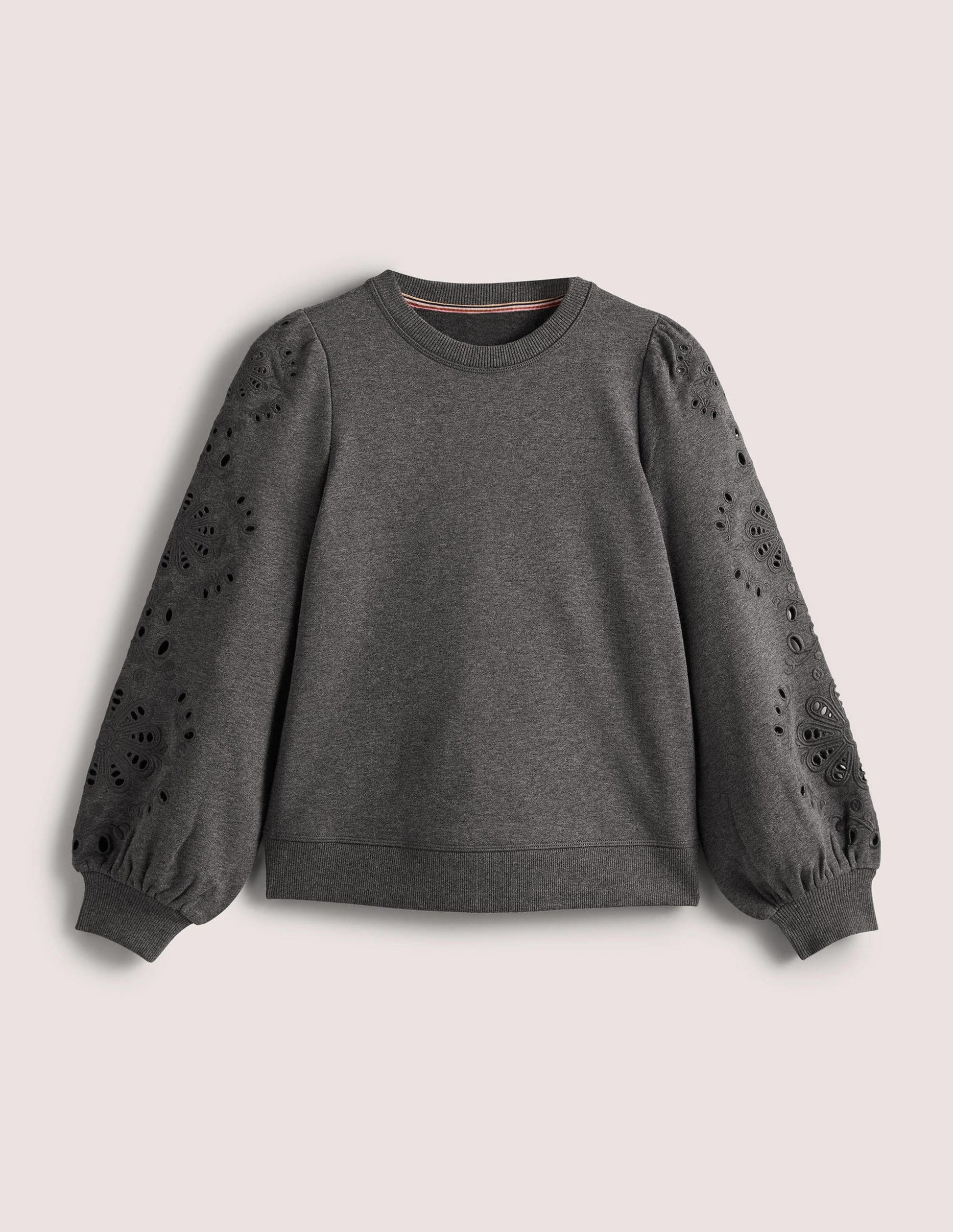 Sweat à manches blousantes-Anthracite chiné-5