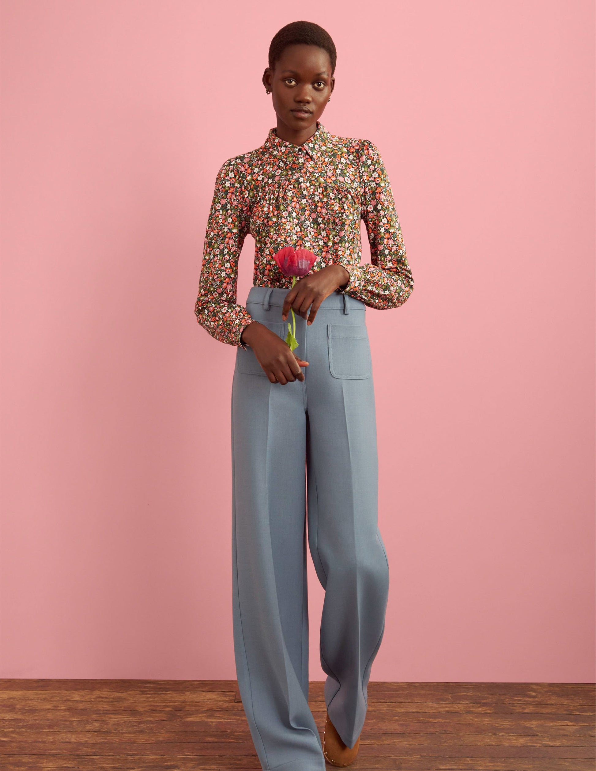 Chemise froncée-Multi, motif Floret Meadow-5