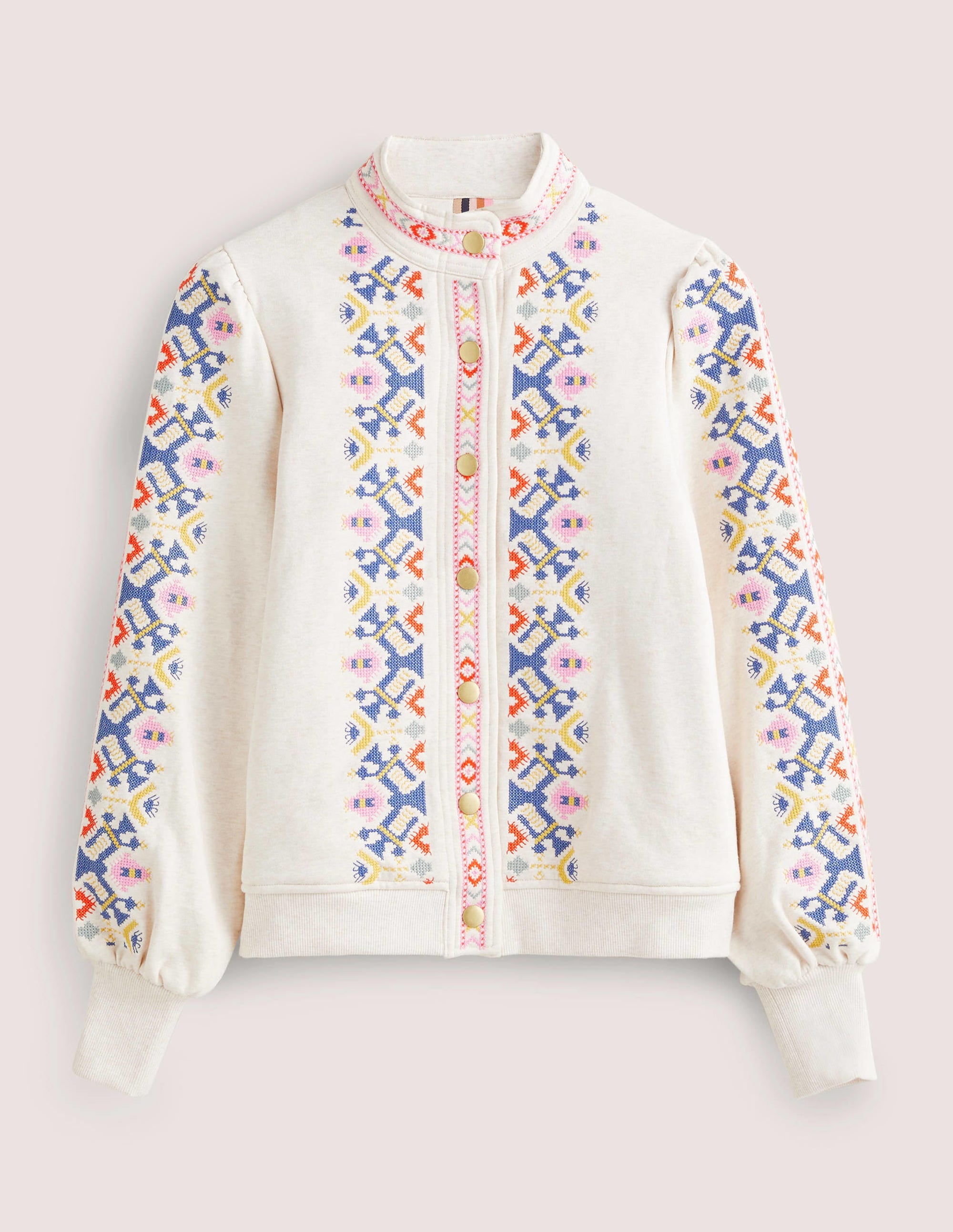 Jerseyjacke mit Stickerei-Hellbeige Meliert, Stickerei - Image 6