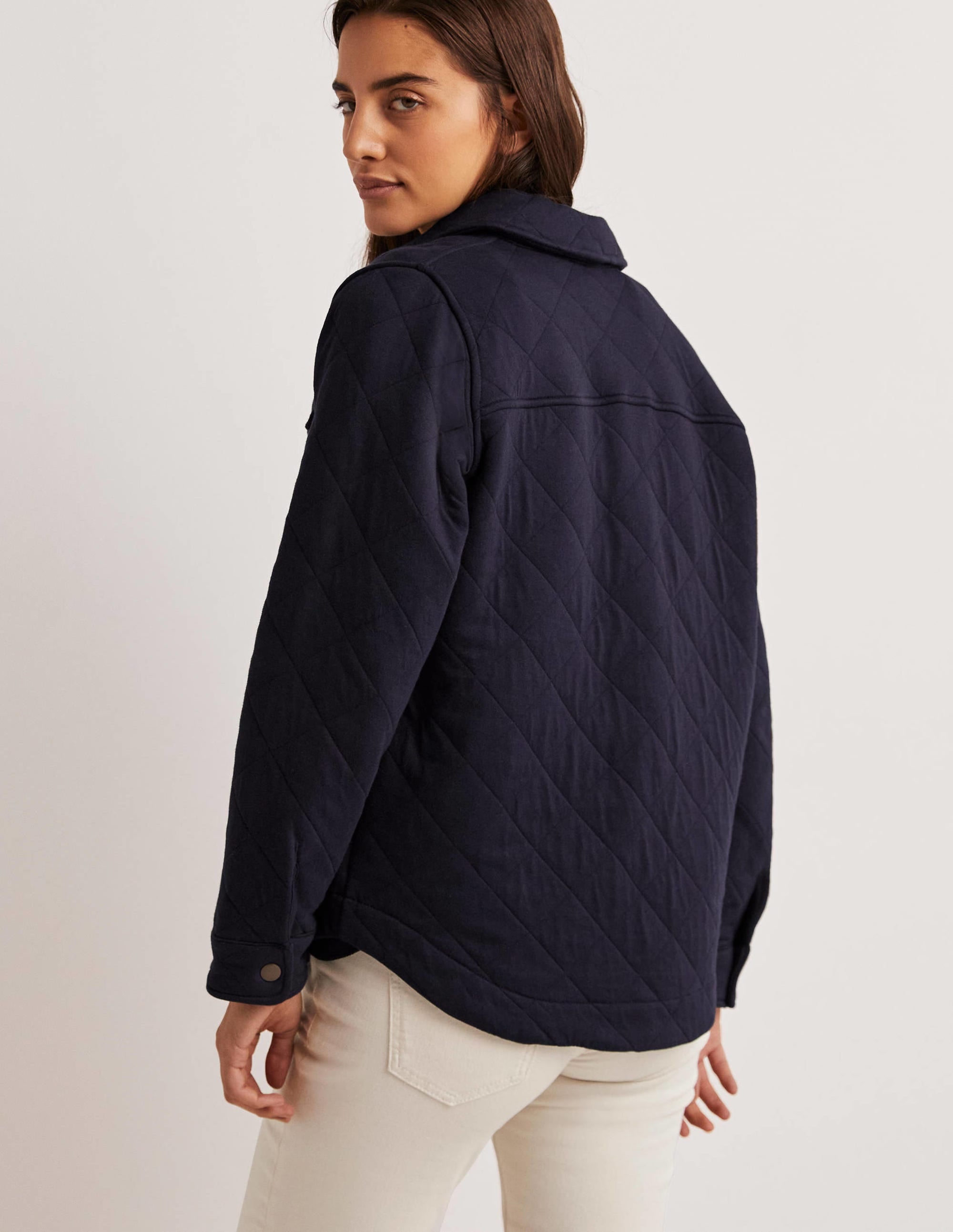 Quilted Jersey Shacket-Navy - Image 3