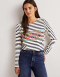 Embroidered Breton Top-Ivory/Navy, Multi Embroidery