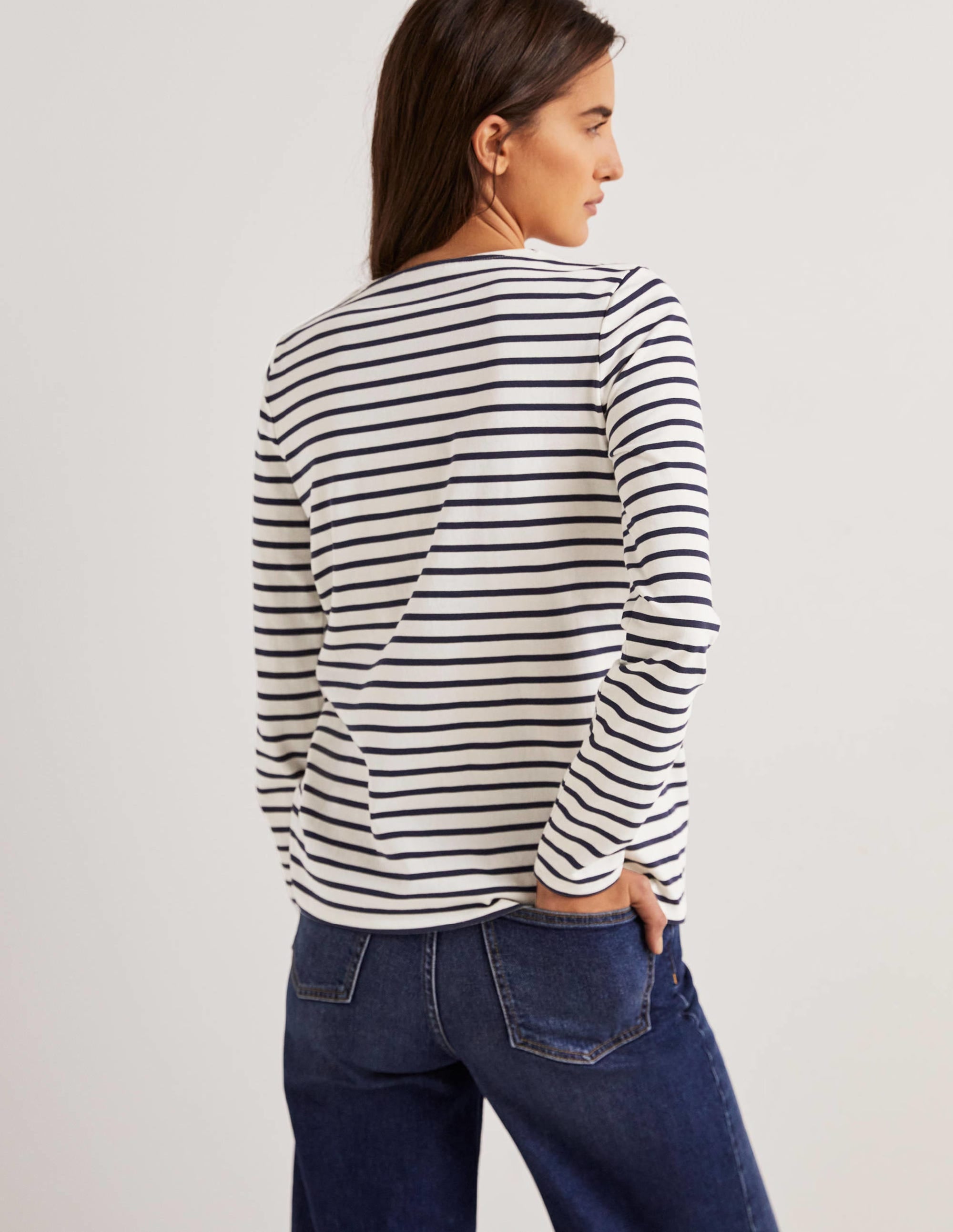 Embroidered Breton Top-Ivory/Navy, Multi Embroidery - Image 3