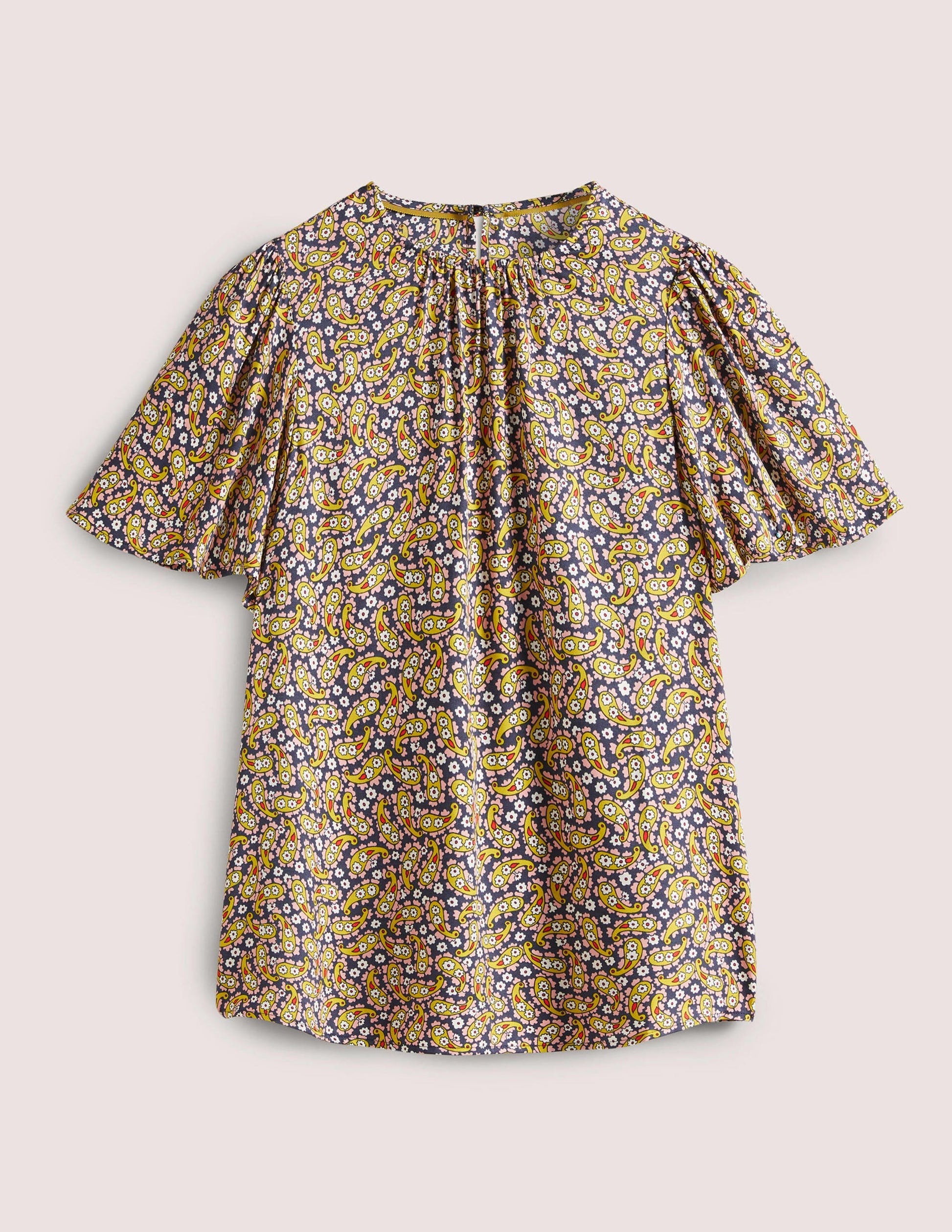 Top col rond à manches aériennes-Citronnelle, motif Petal Paisley-6