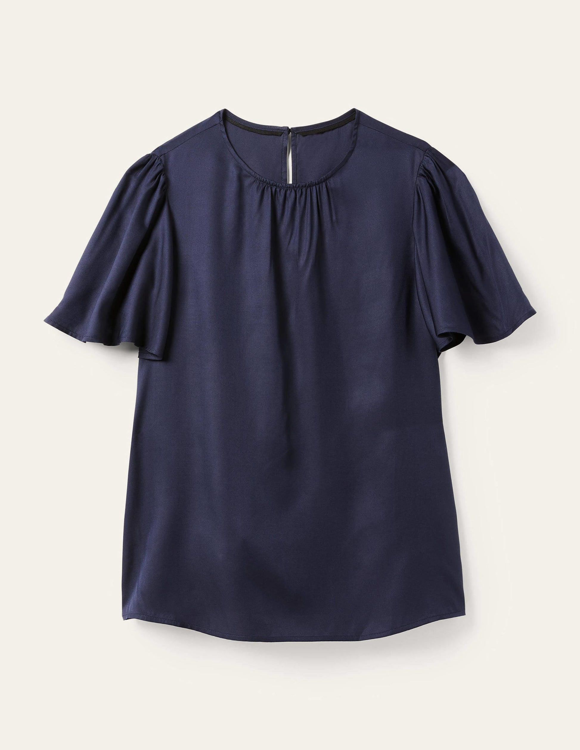 Rundhalsoberteil mit Flatterärmeln-Marineblau-9