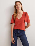Supersoft Flutter Sleeve Top-Chilli Oil Red