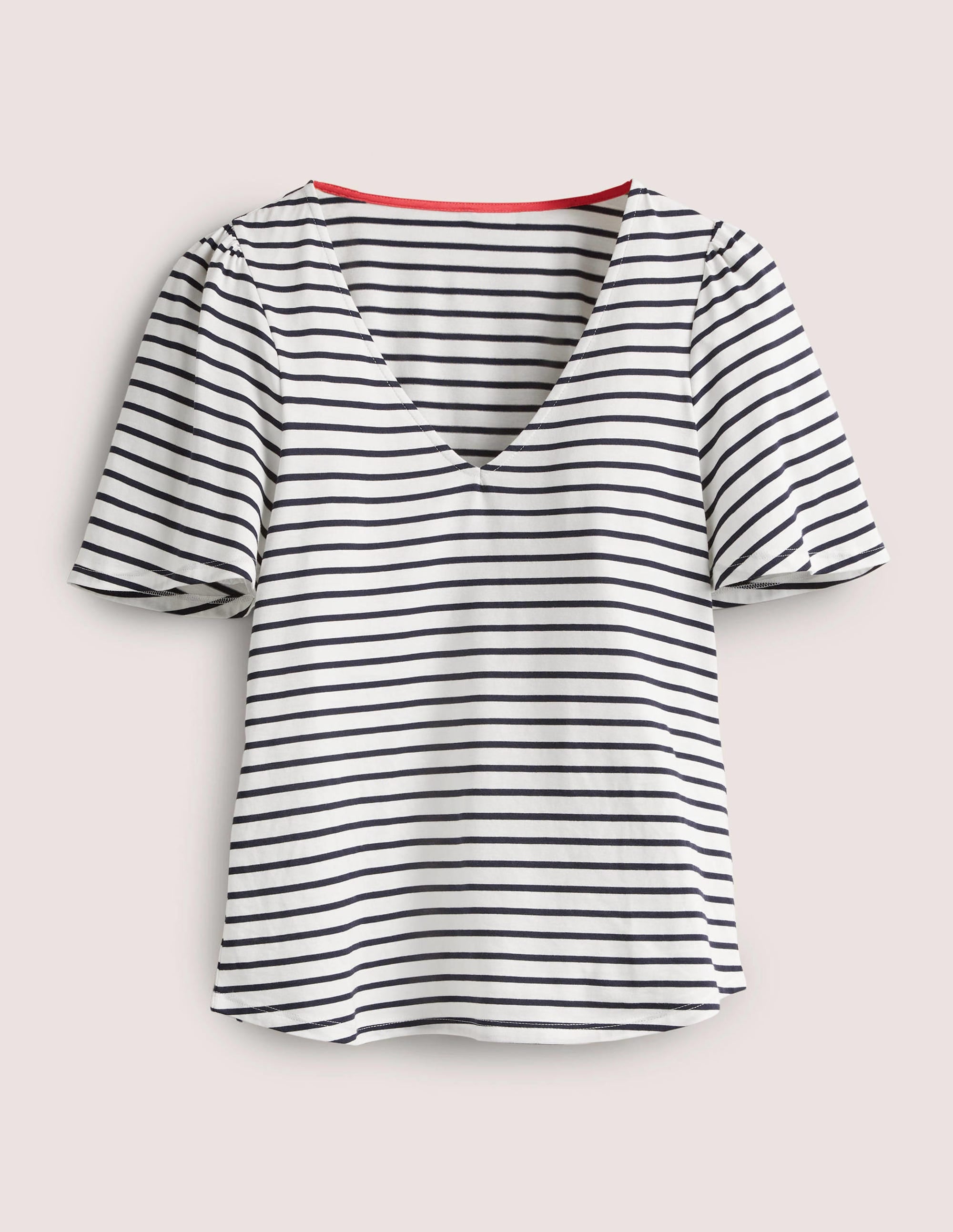 Superweiches Oberteil mit Flatterärmeln-Naturweiß/Navy, Gestreift - Image 5