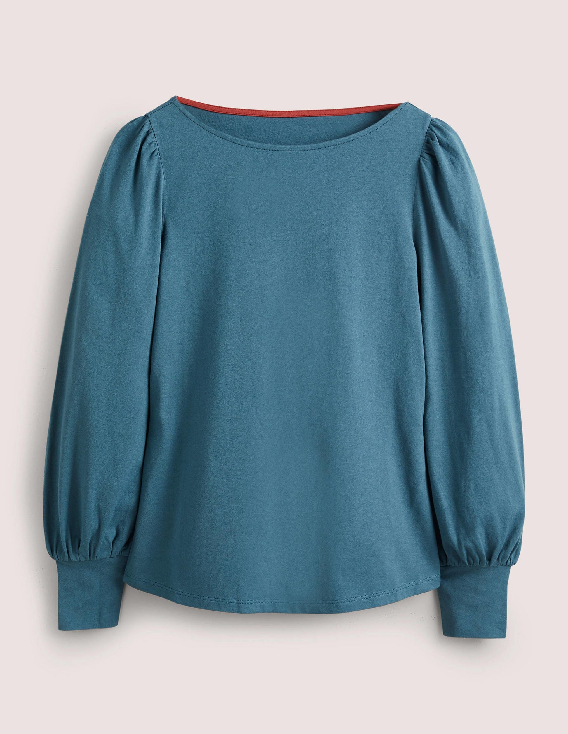 Top ultra-doux à col large-Bleu caporal-5