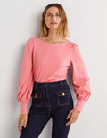 Top ultra-doux à col large-Rose sauvage