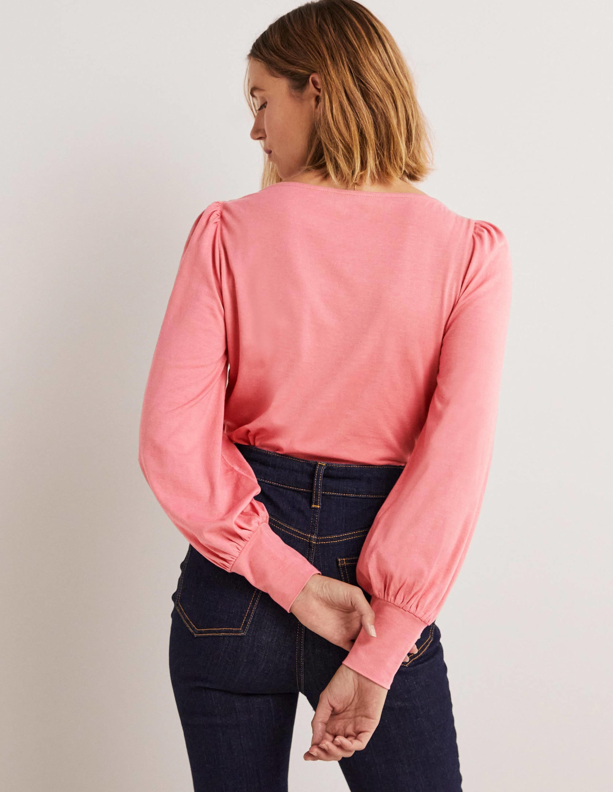 Top ultra-doux à col large-Rose sauvage - Image 3