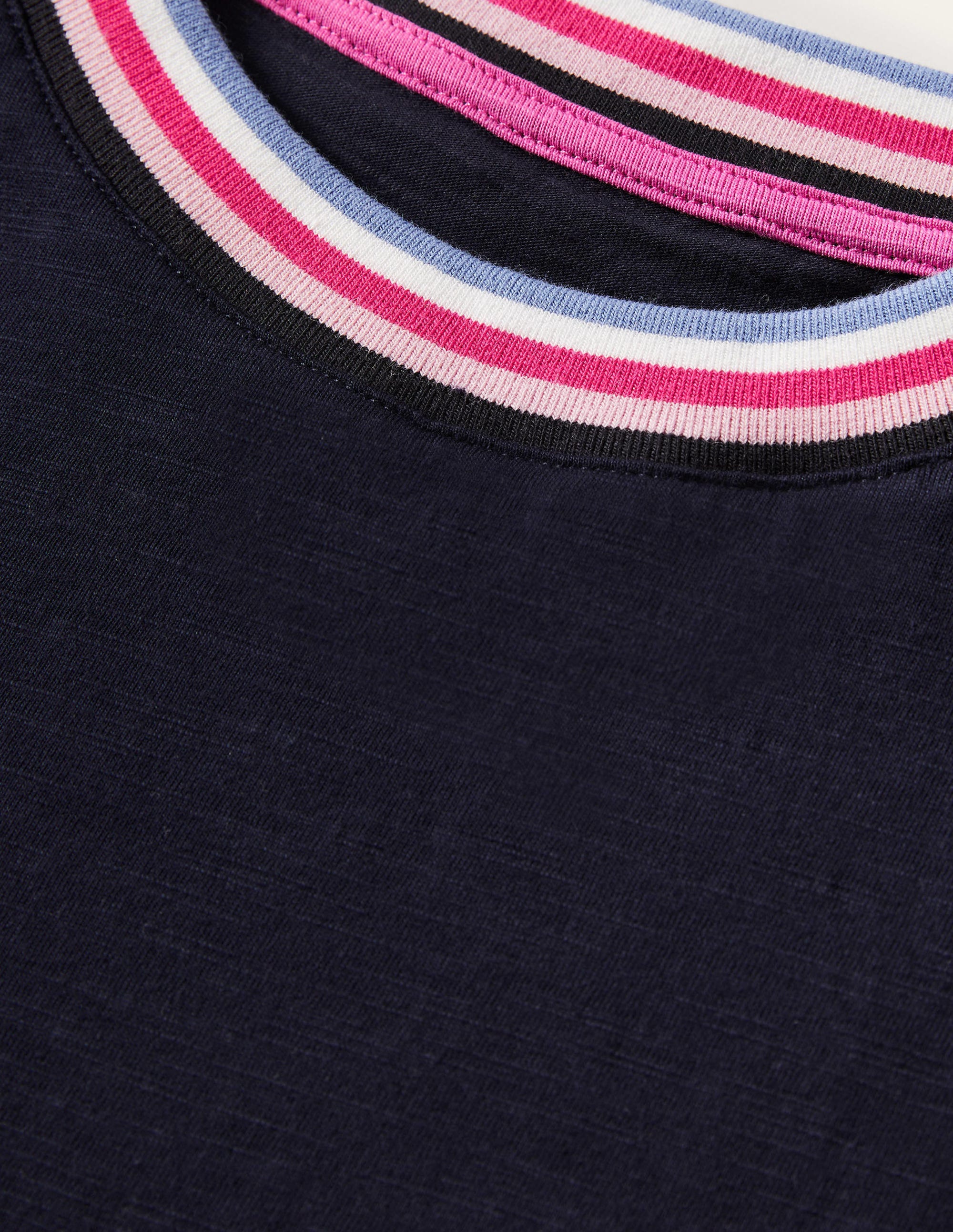 Rib Trim Blouson Top-Navy - Image 11