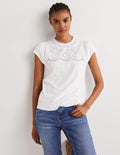 Cutwork Flutter T-Shirt-White