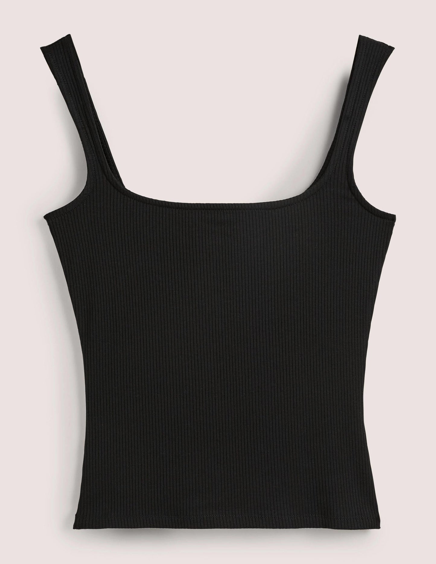 Geripptes Jersey-Top-Schwarz