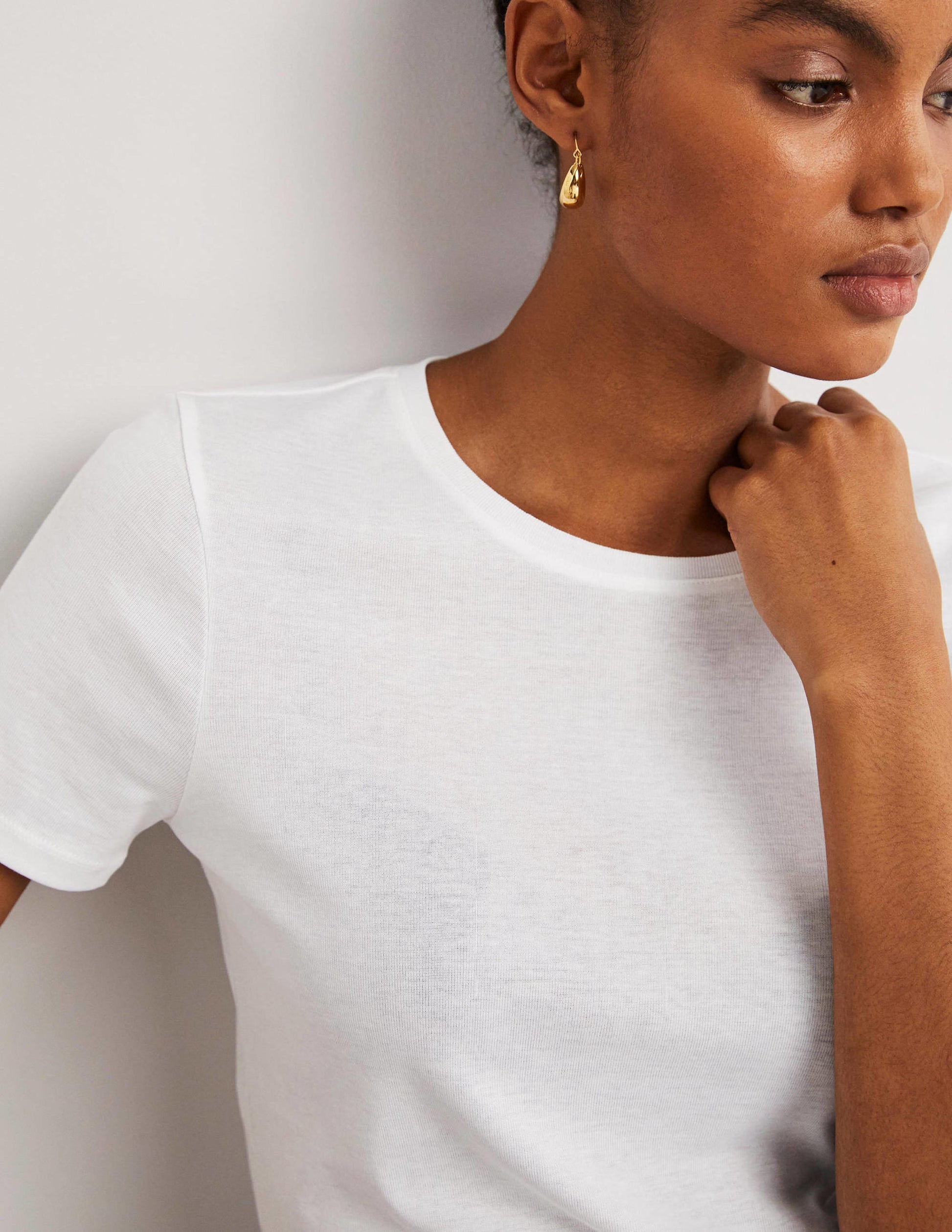 Jersey-T-Shirt mit Rundhalsausschnitt-Weiß-2