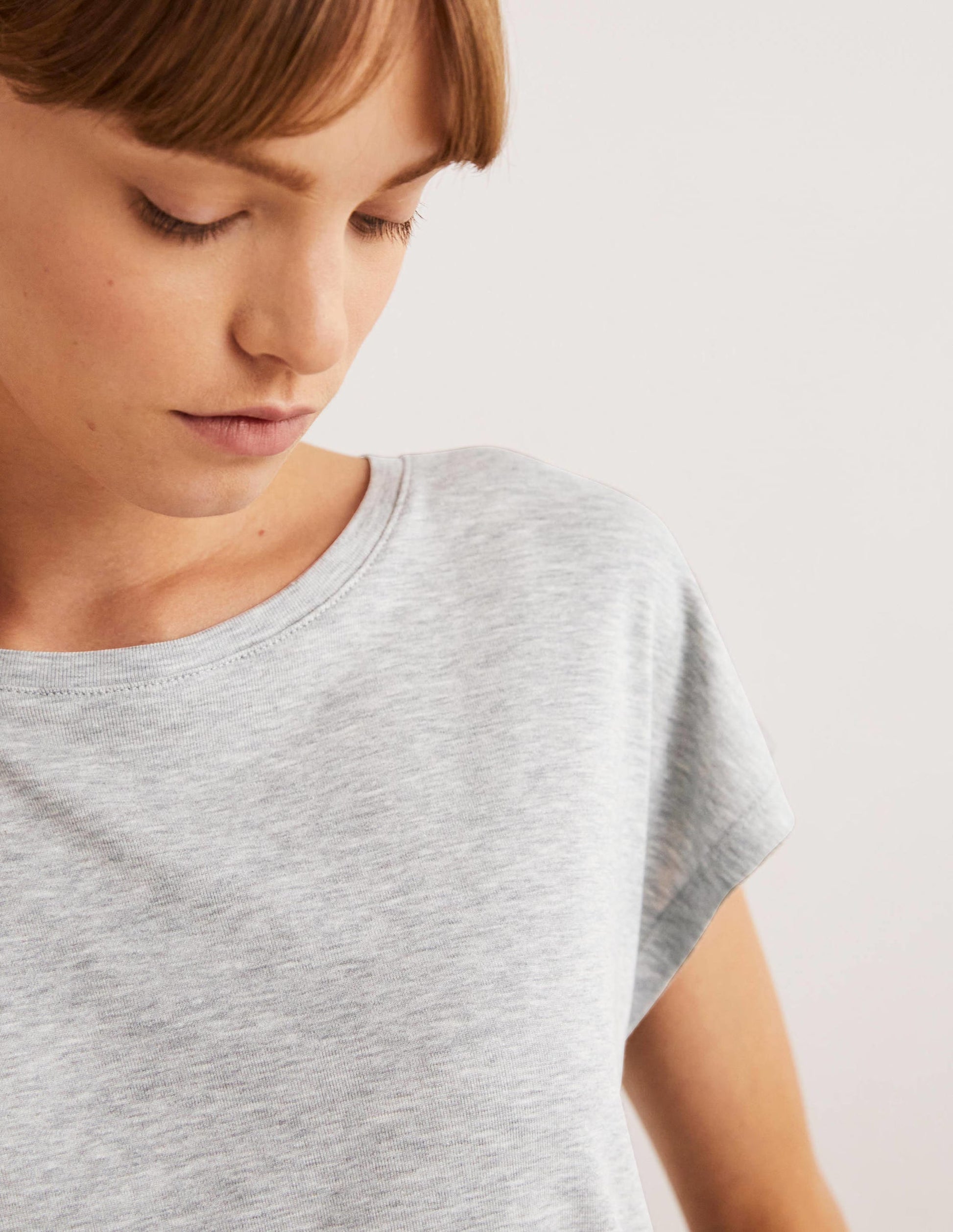 T-Shirt mit übergehenden Ärmeln-Grau Meliert-2