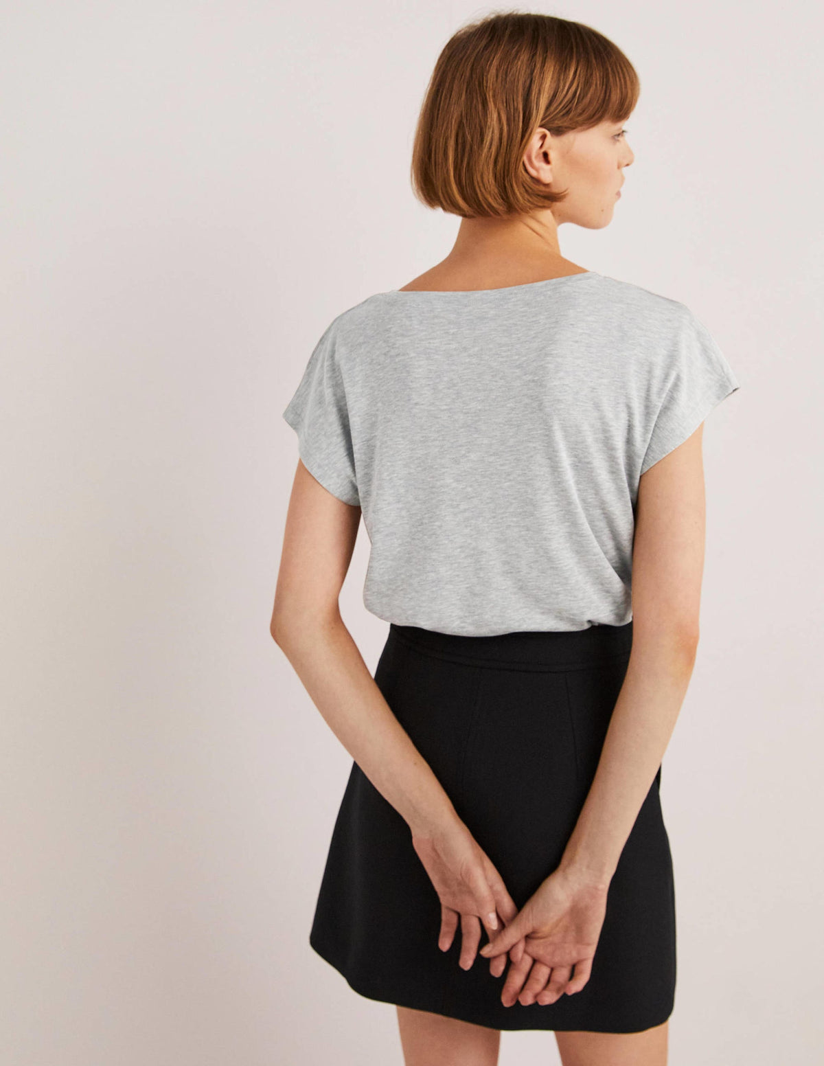 T-Shirt mit übergehenden Ärmeln-Grau Meliert - Image 3