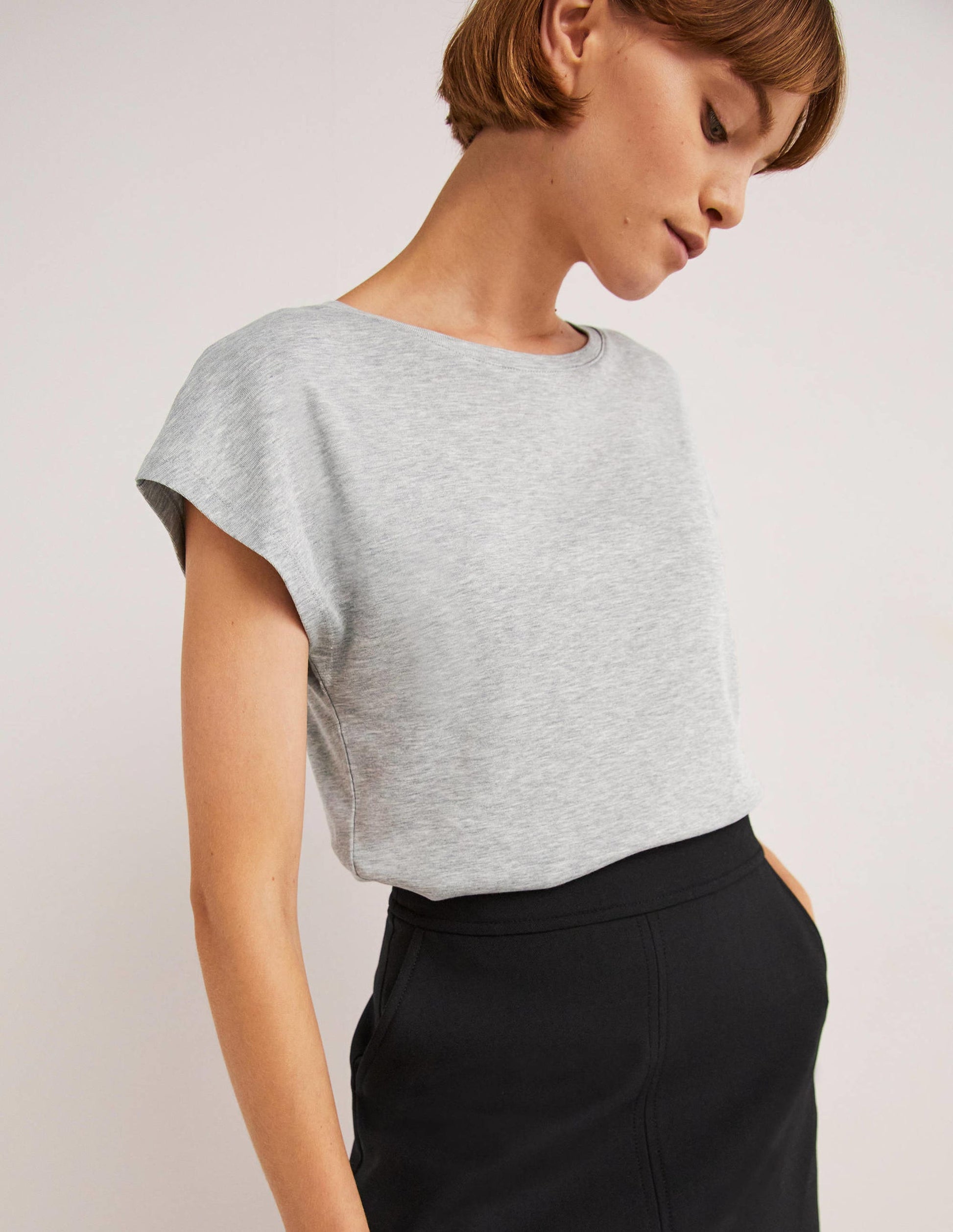 T-Shirt mit übergehenden Ärmeln-Grau Meliert-4