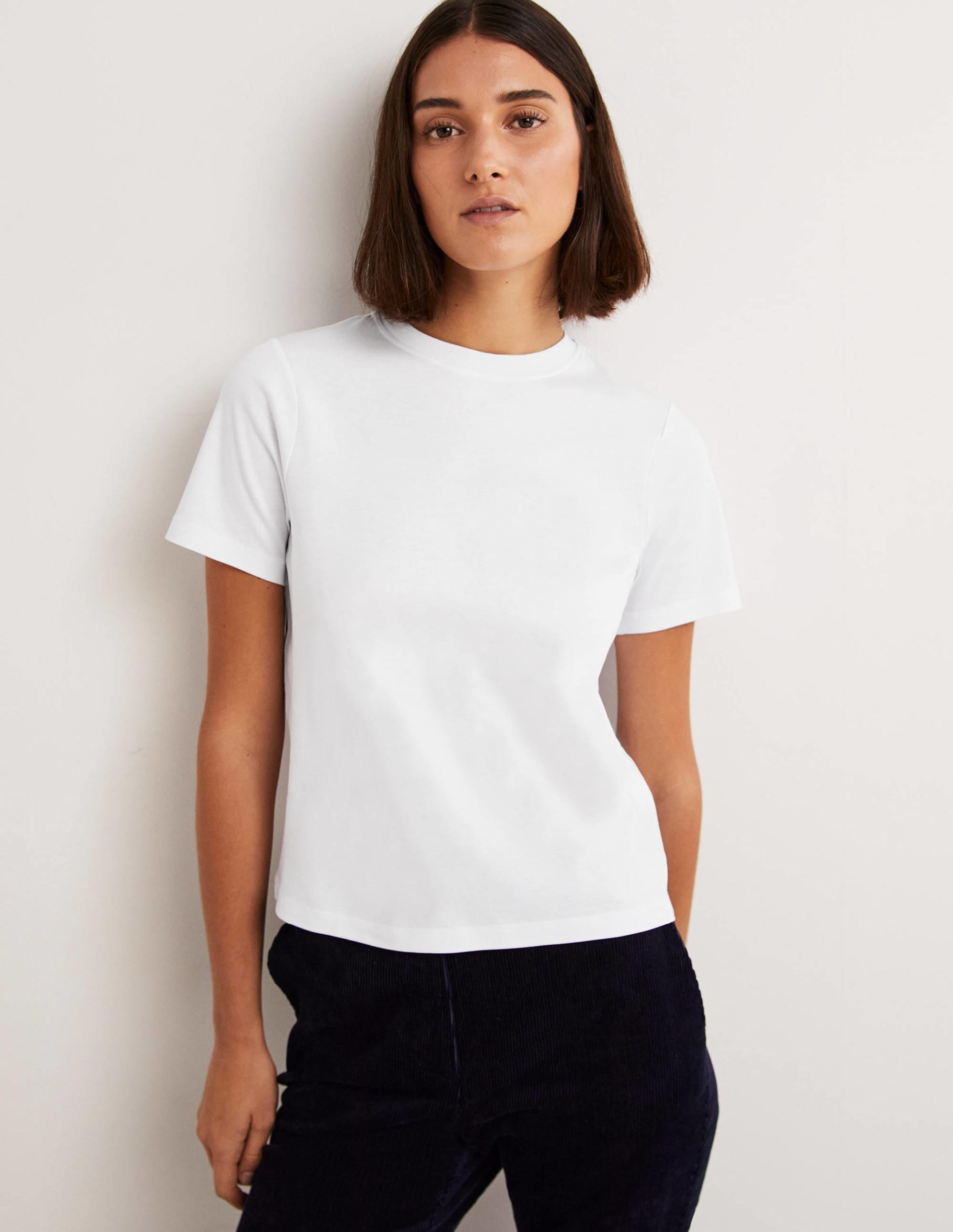 T-shirt col rond en coton-Blanc - Image 1