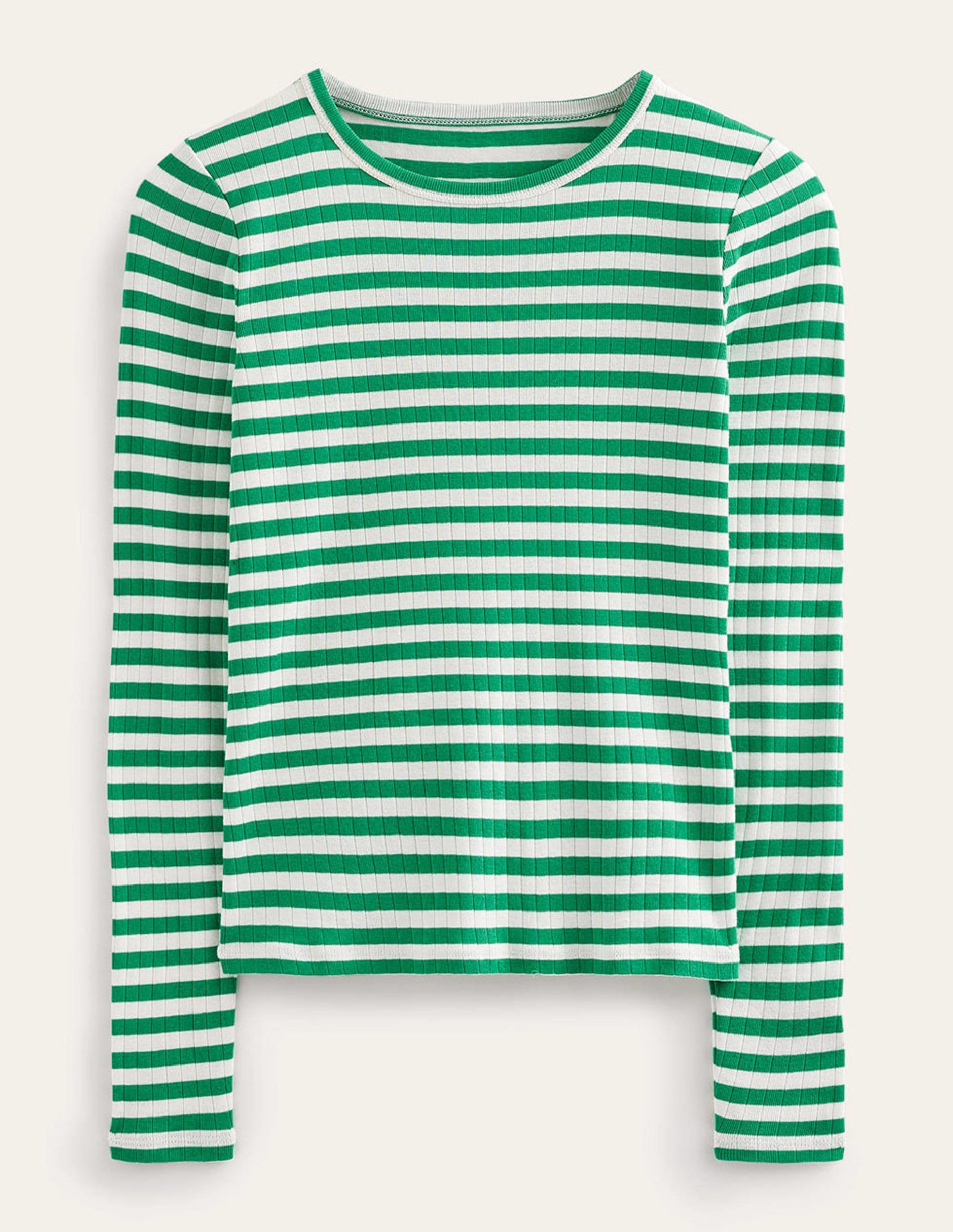 Alice T-Shirt mit Rippstruktur-Wiesengrün, Naturweiß Gestreift-6