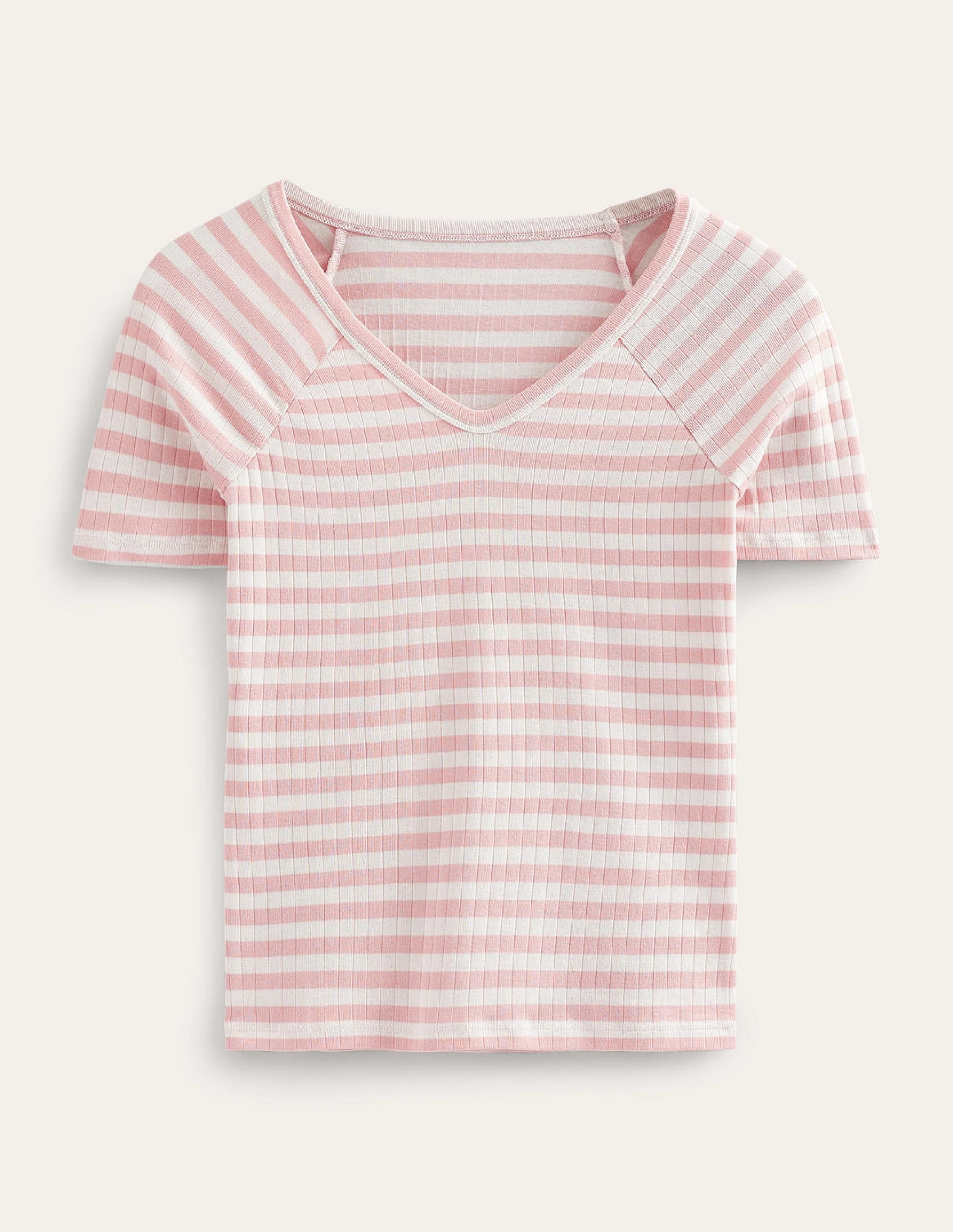 T-shirt Ada côtelé et rayé-Ivoire, rayé peau de pêche - Image 5