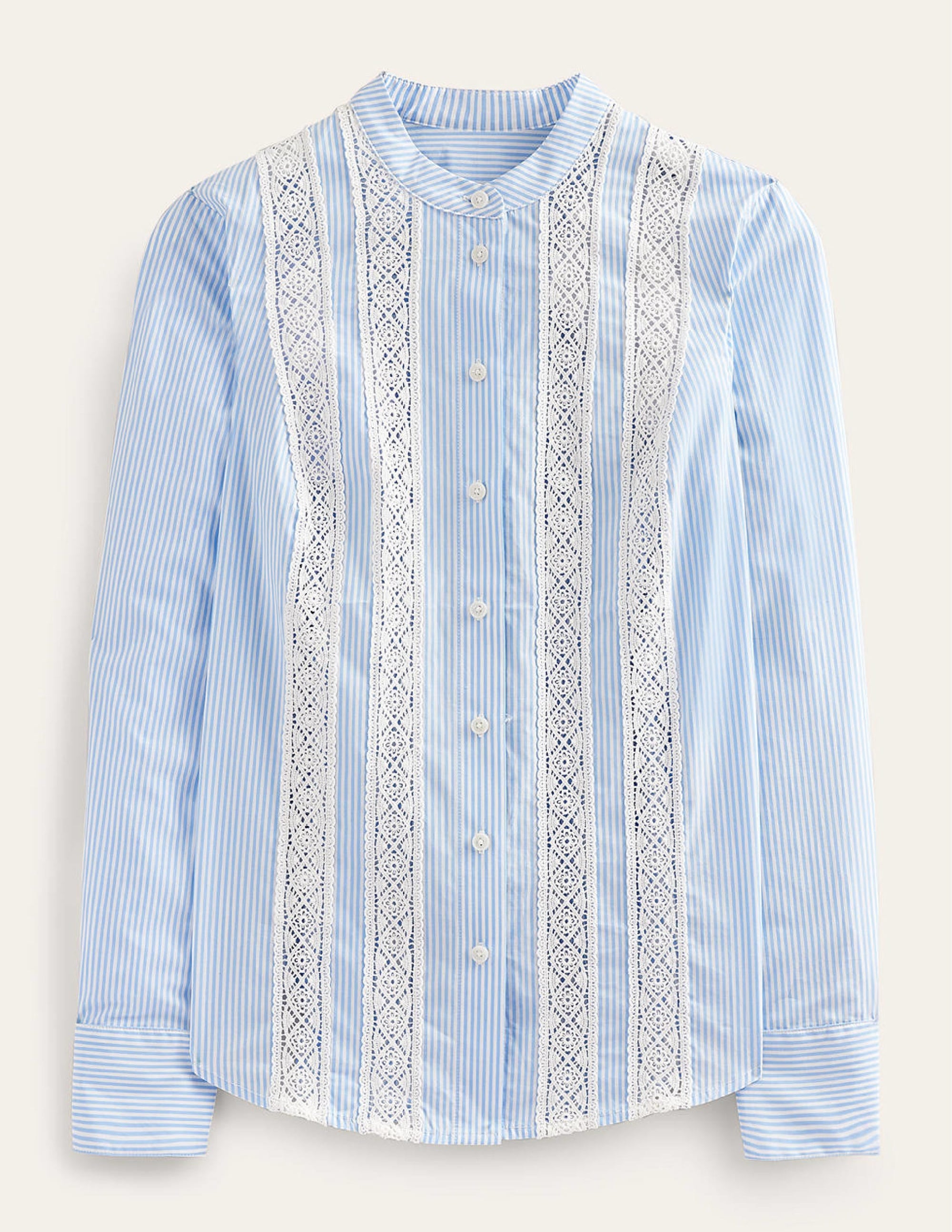 Chemise en popeline avec empiècement en dentelle-Coutil bleuet - Image 6