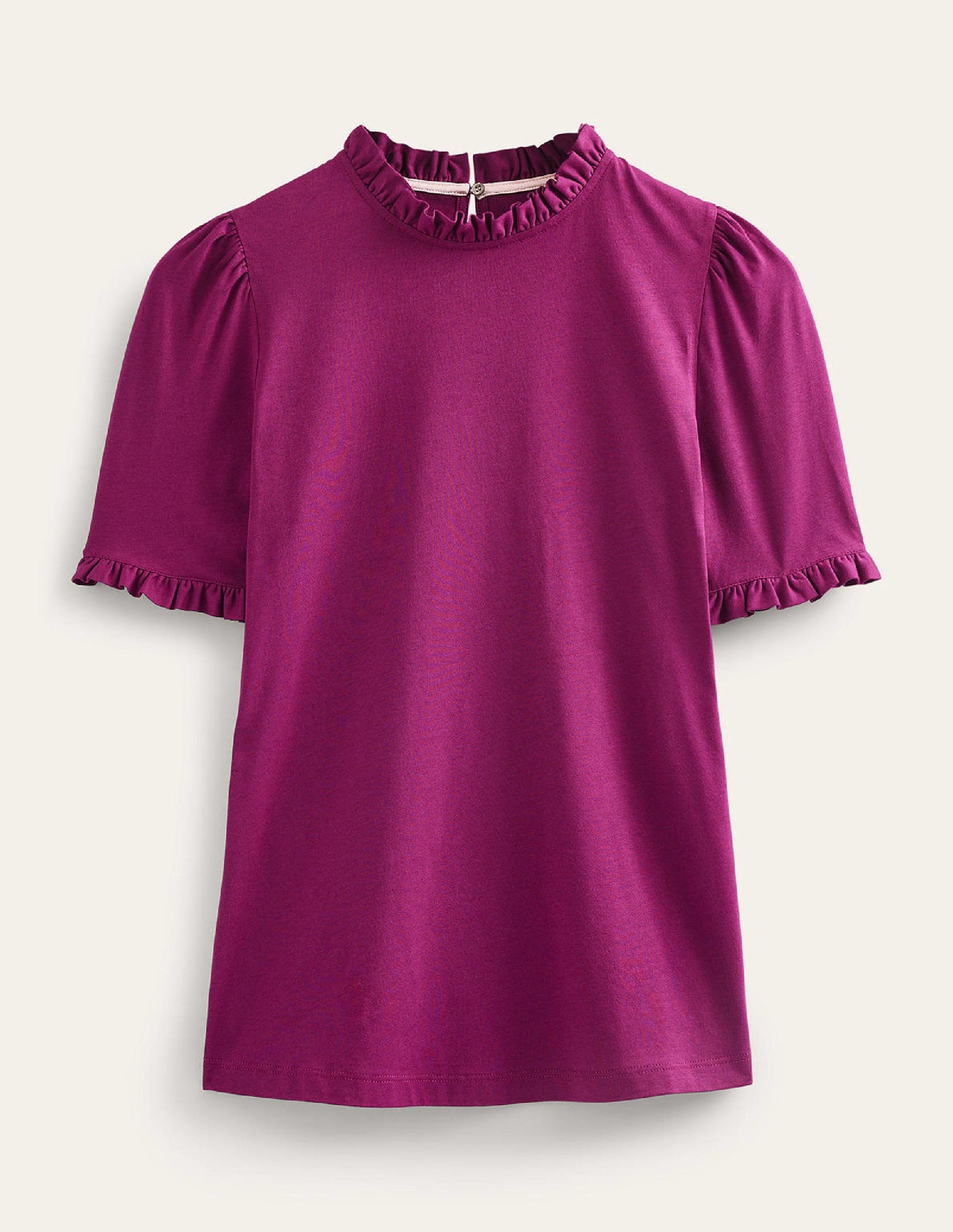 Superweiches T-Shirt mit Rüschendetail-Zwetschge Beere-5