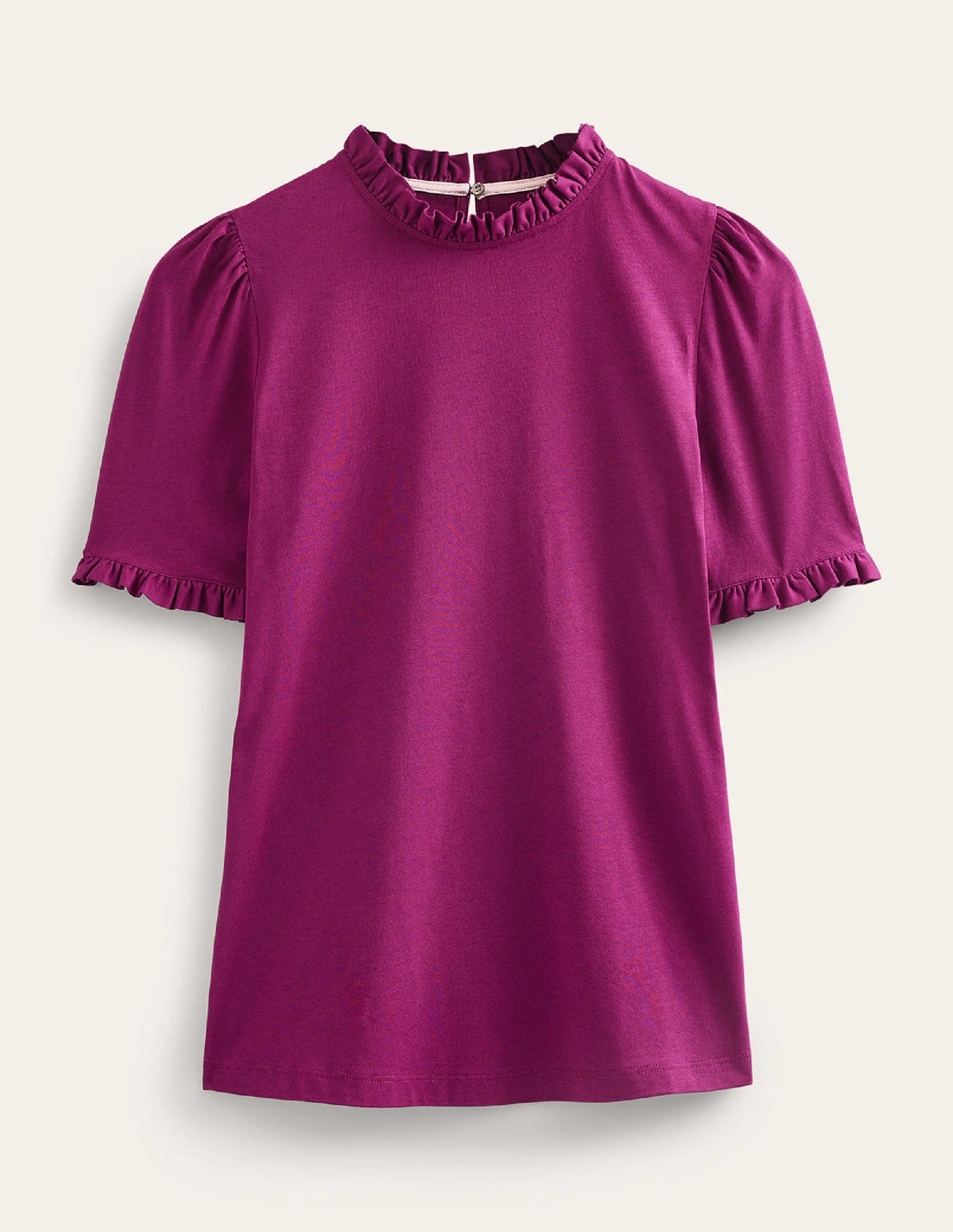 Superweiches T-Shirt mit Rüschendetail-Zwetschge Beere - Image 5