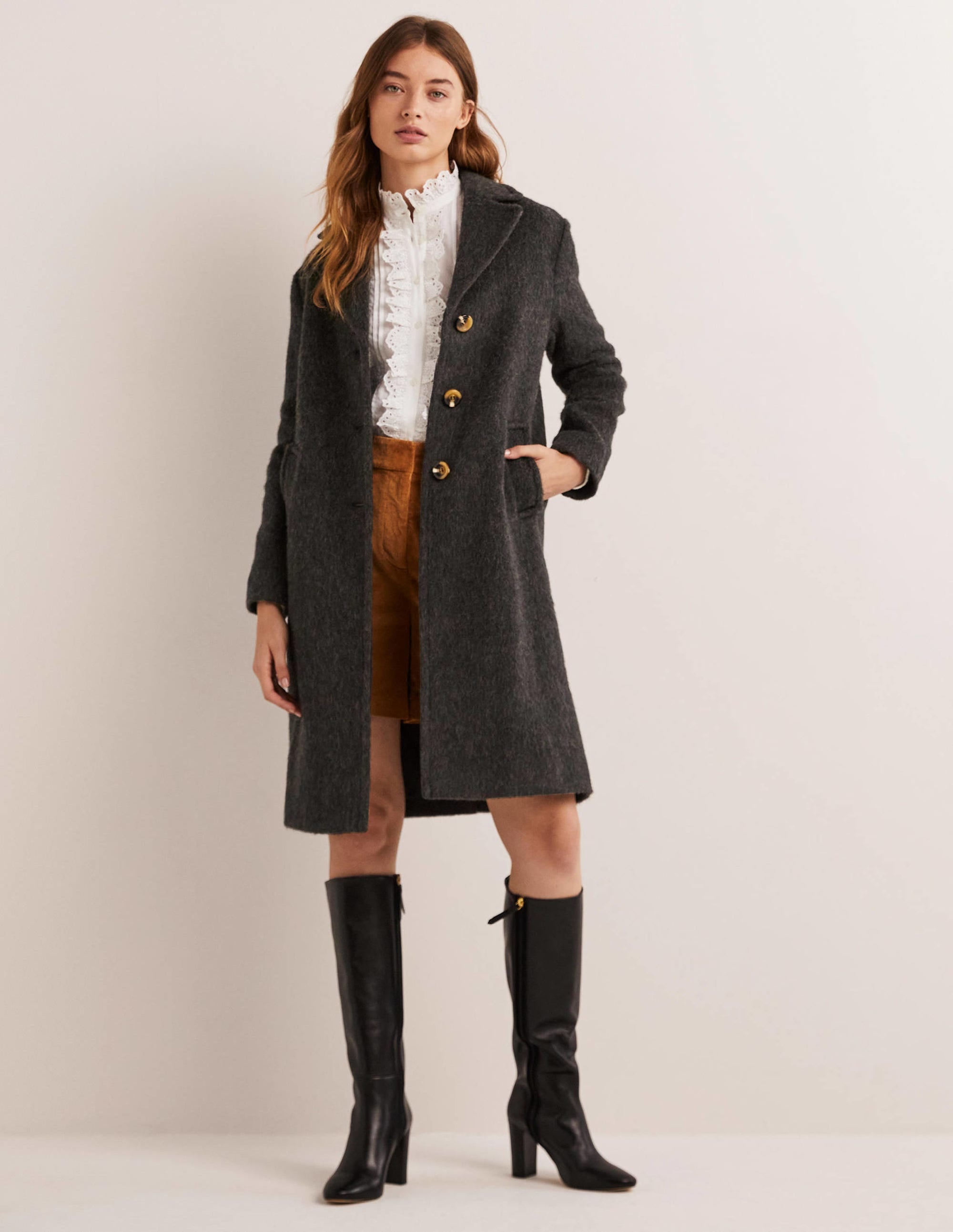 Manteau à col en laine italienne-Anthracite - Image 7