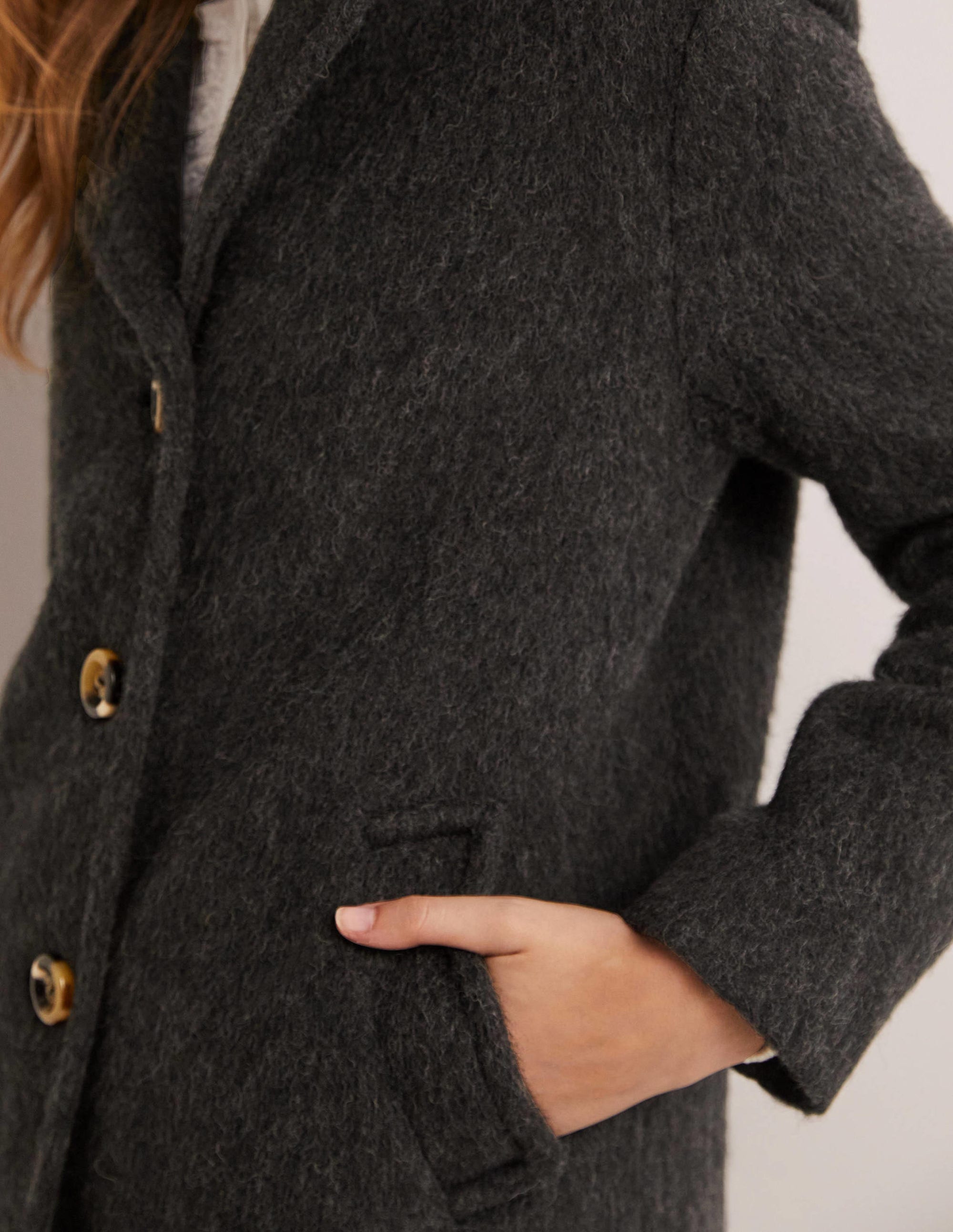 Manteau à col en laine italienne-Anthracite - Image 2