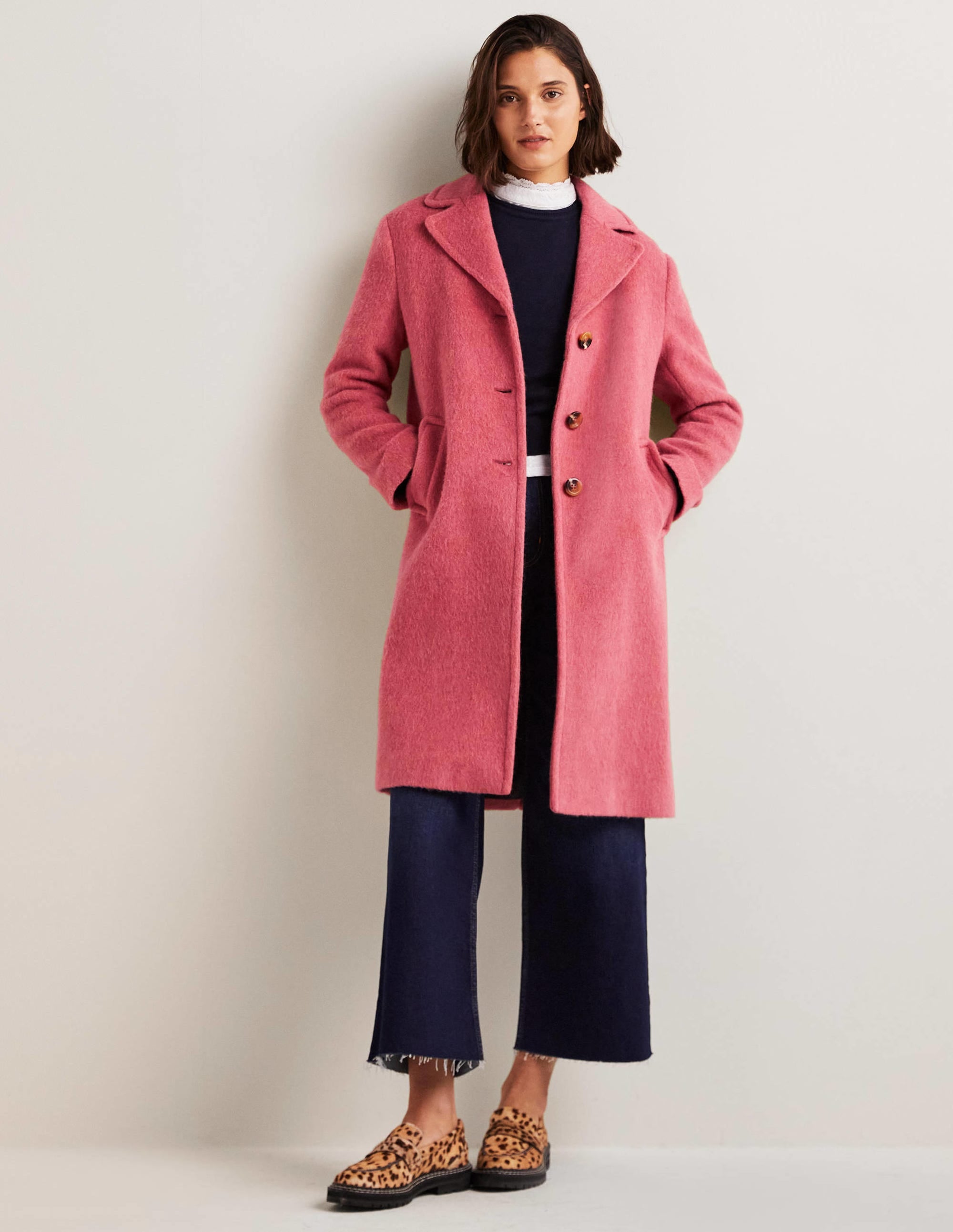 Wool Blend Collared Coat-Dusty Red - Image 9